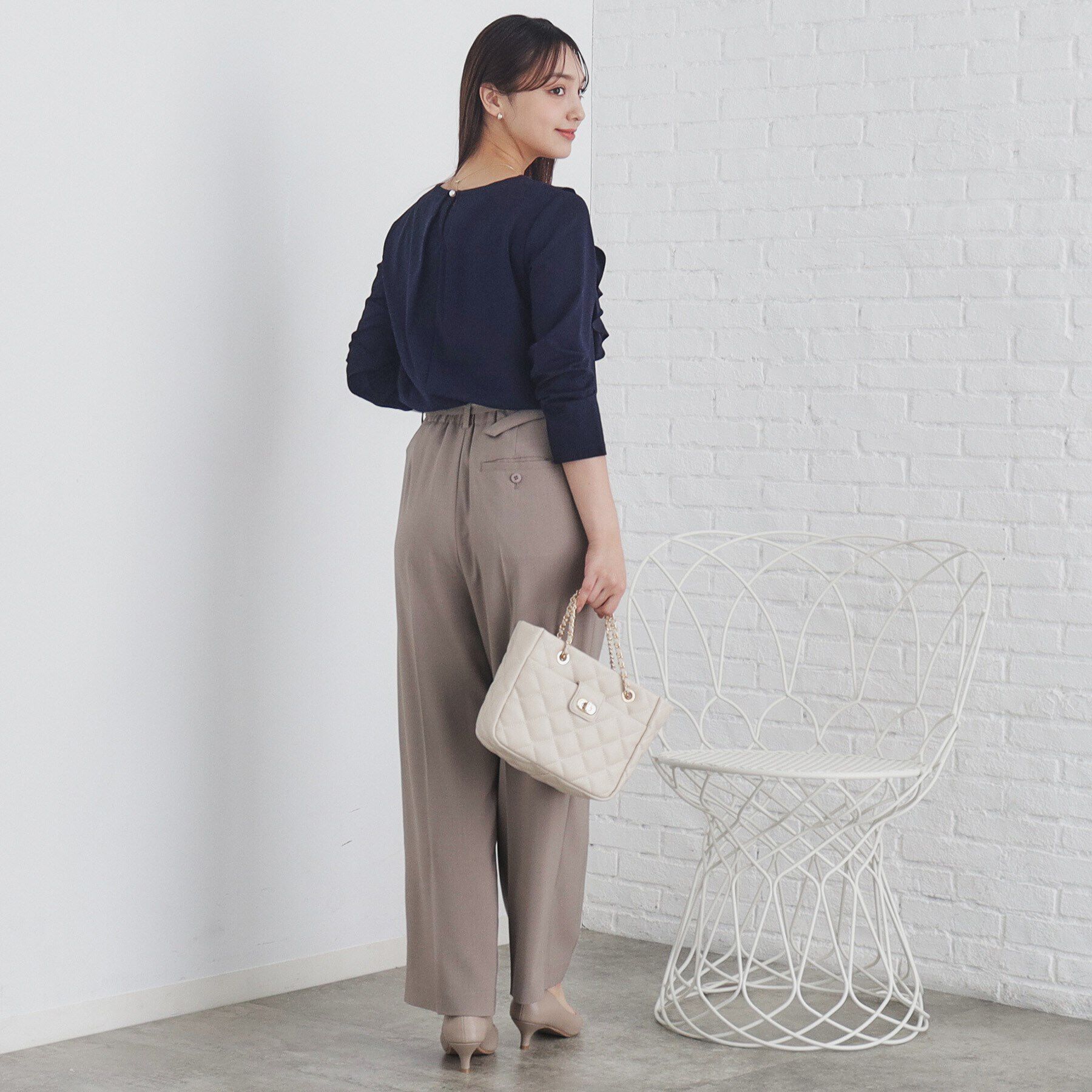 index「ストレッチポンチアシメフリルトップス【洗濯機可】」|Tシャツ・カットソー|