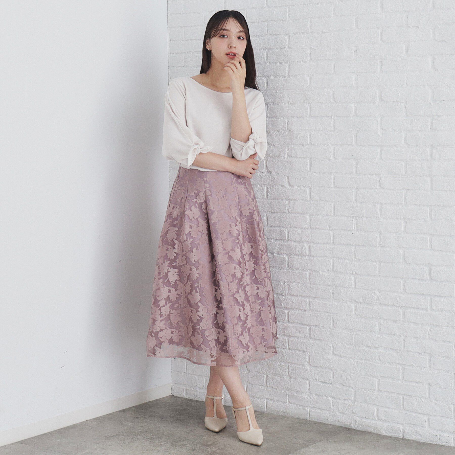 index「オパール加工フラワーフレアスカート【洗濯機可】」|スカート|