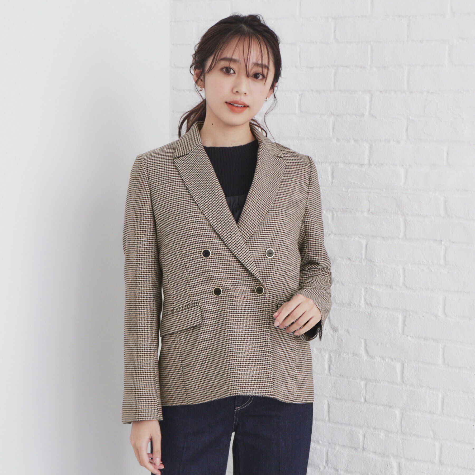 index「《BAILA掲載》ダブルクロスジャケット/セットアップ対応【洗える/イージーアイロン】」|テーラードジャケット|