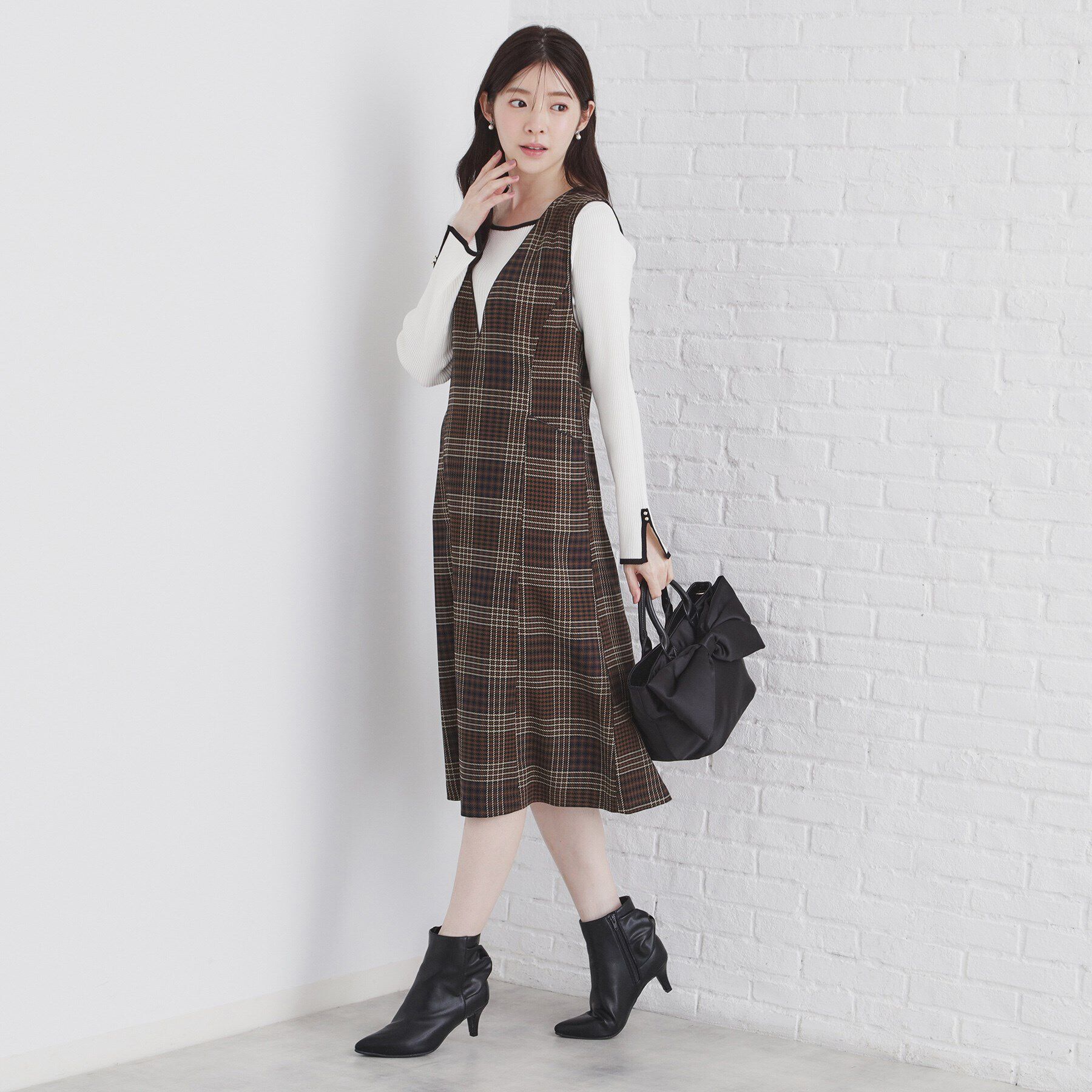 index「チェックジャンスカワンピース【洗濯機洗い可/イージーアイロン】」|ワンピース|