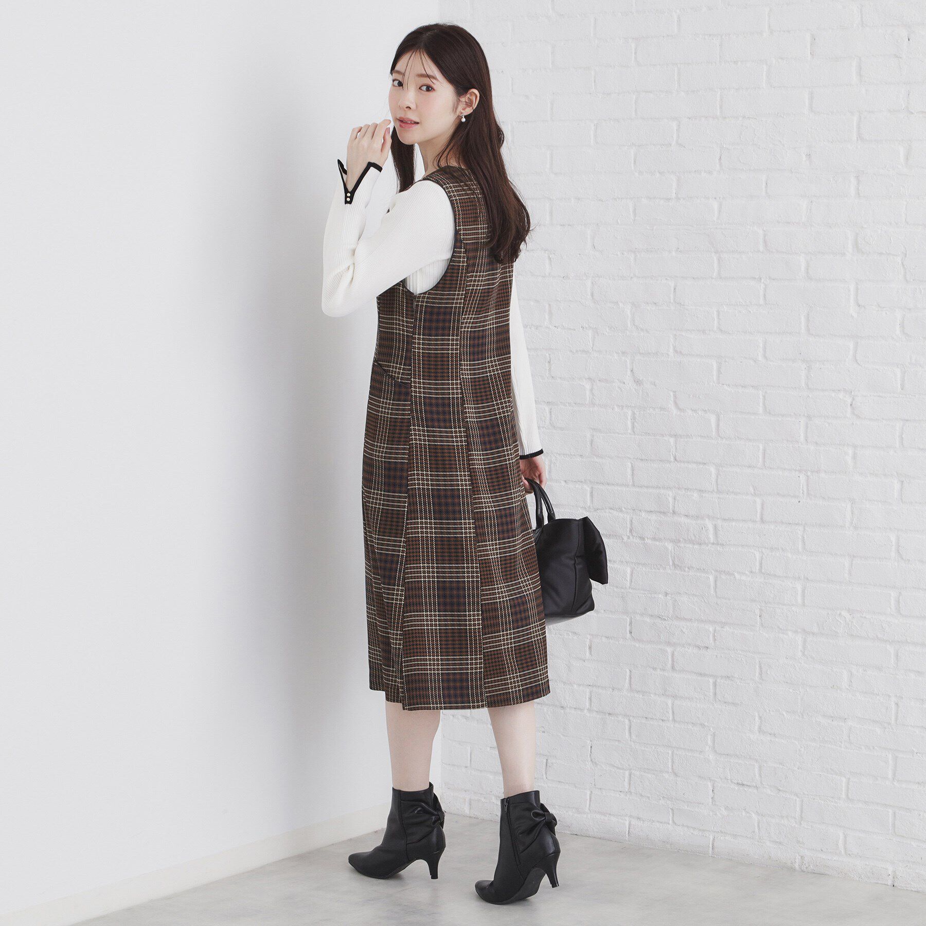 index「チェックジャンスカワンピース【洗濯機洗い可/イージーアイロン】」|ワンピース|