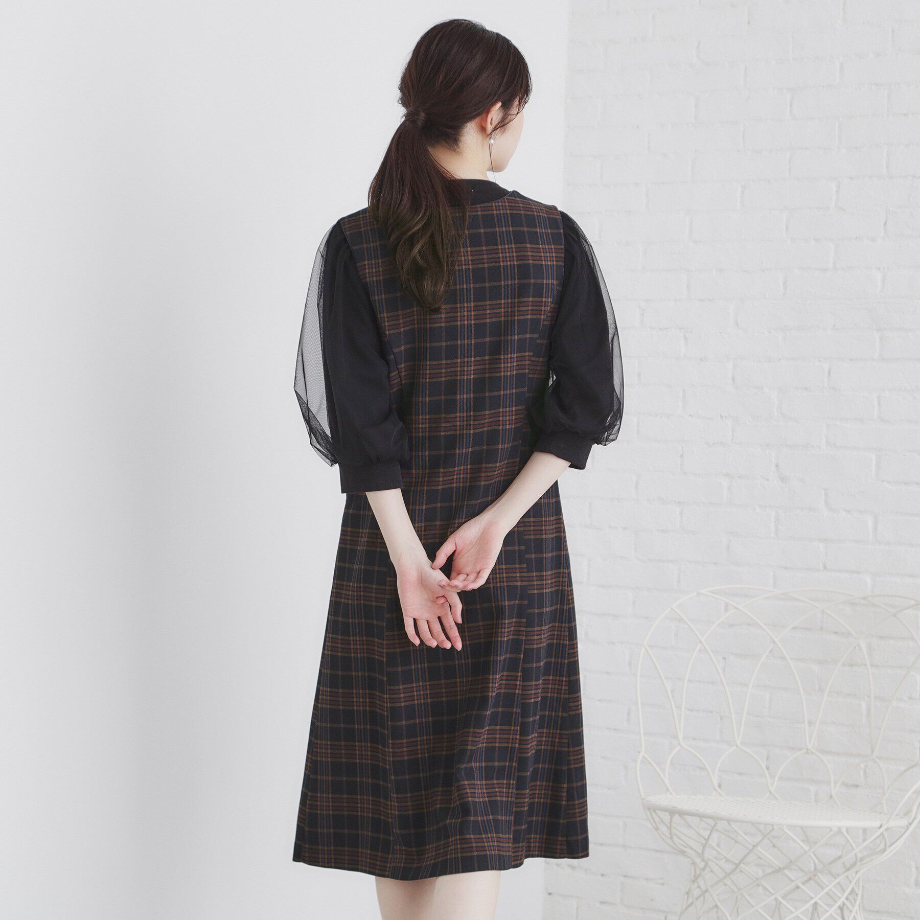 index「チェックジャンスカワンピース【洗濯機洗い可/イージーアイロン】」|ワンピース|
