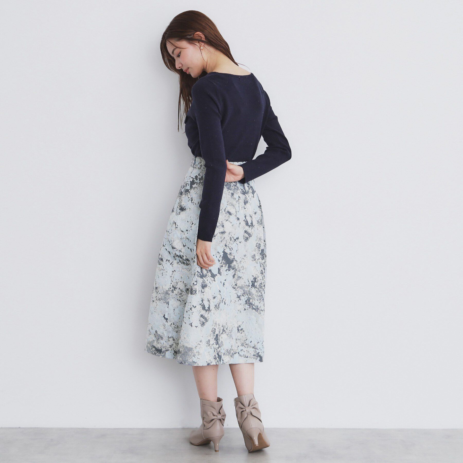 index「幾何ジャカードタックフレアスカート【洗濯機洗い可】」|スカート|