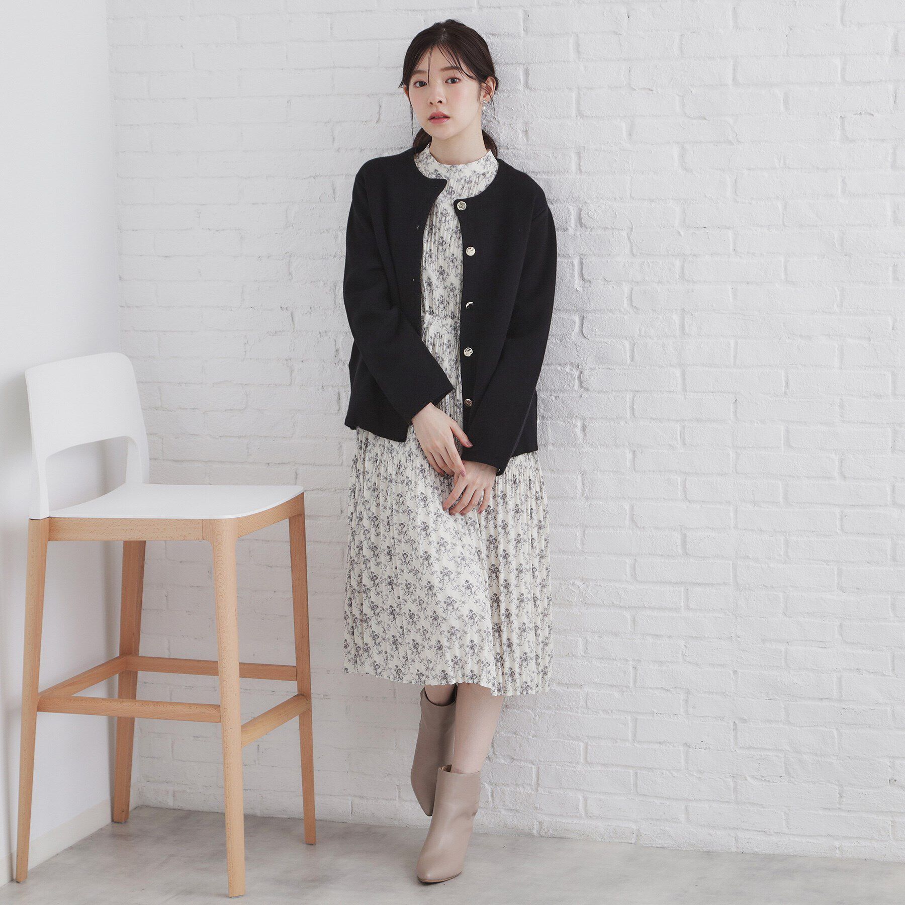 index「ノーカラーコーディガン【洗濯機洗い可】」|カーディガン|