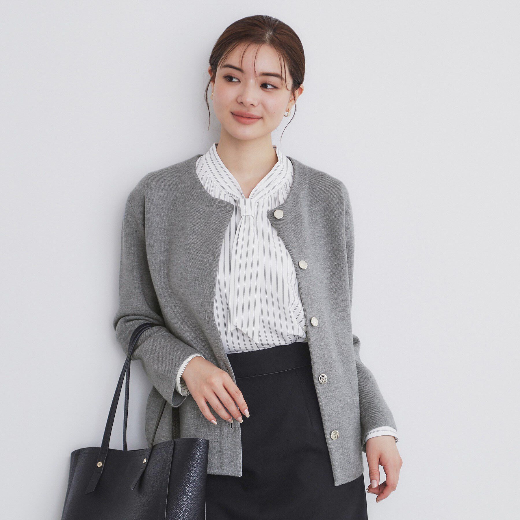 index「ノーカラーコーディガン【洗濯機洗い可】」|カーディガン|