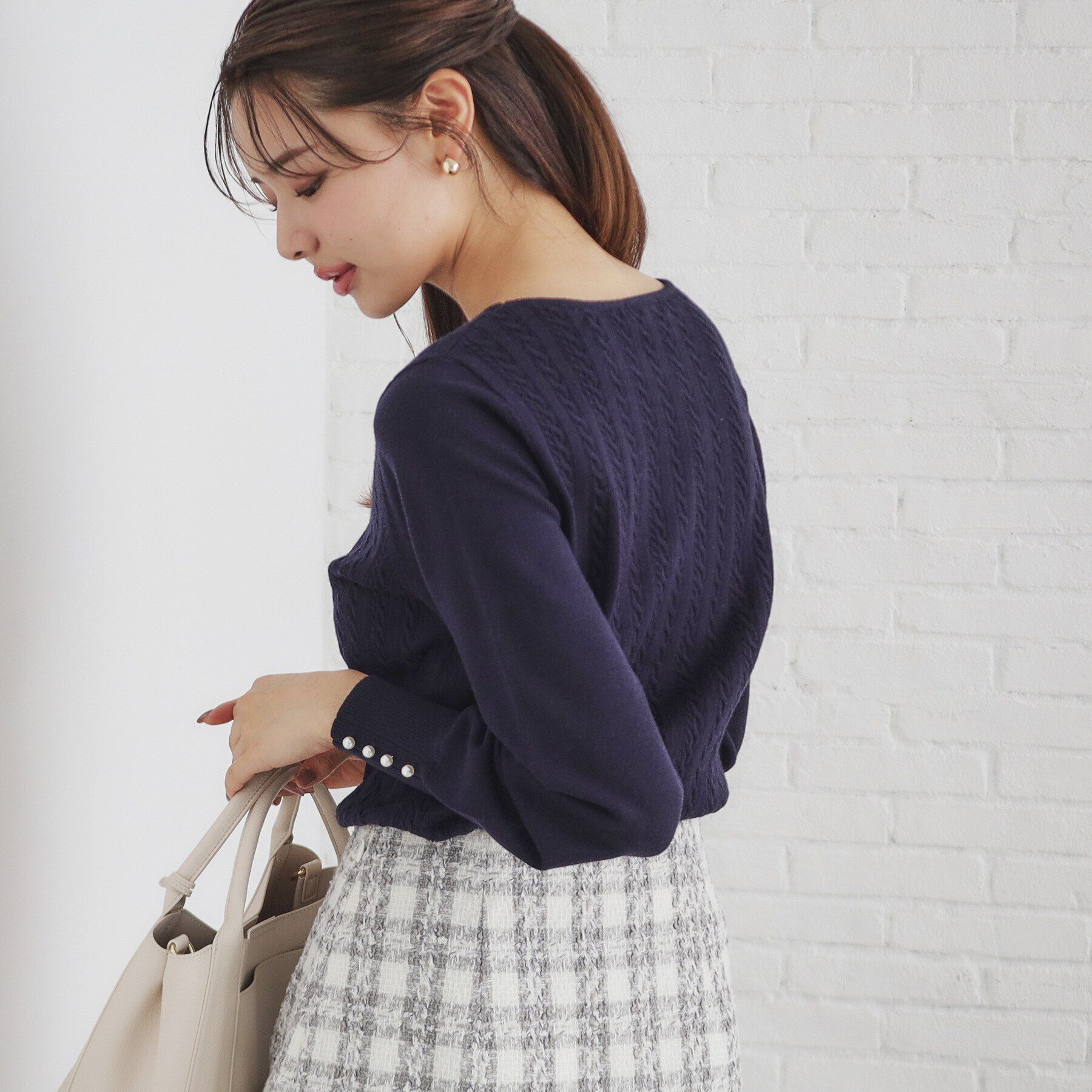 index「ミニケーブルクルーネックニット【洗濯機洗い可】」|ニット・セーター|