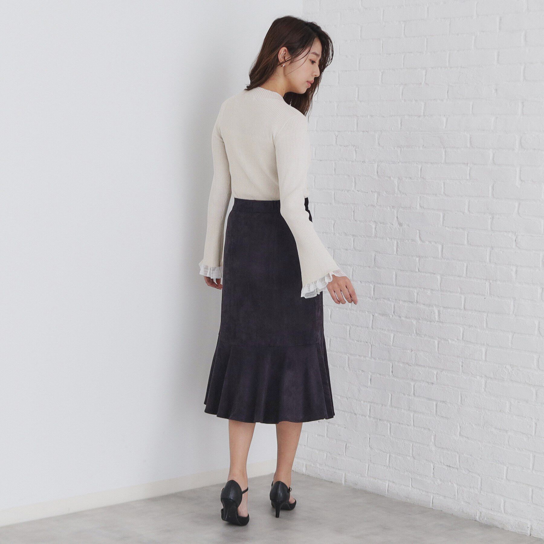 index「ハイネックラメフレアスリーブレースニット【洗濯機洗い可】」|ニット・セーター|