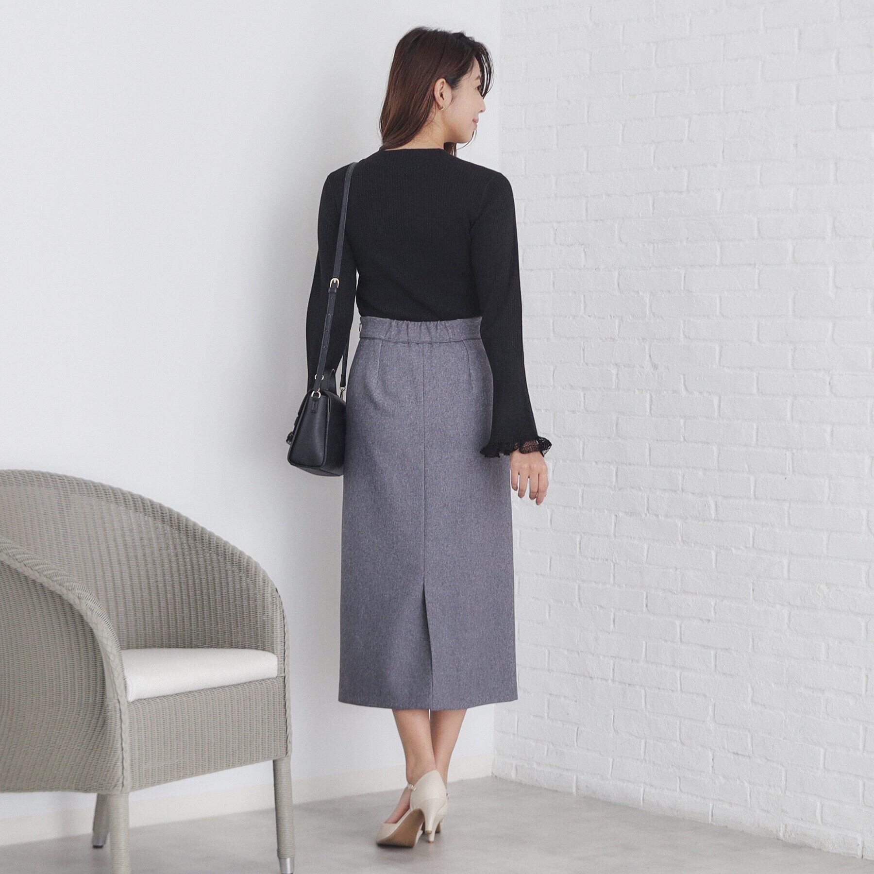 index「ハイネックラメフレアスリーブレースニット【洗濯機洗い可】」|ニット・セーター|