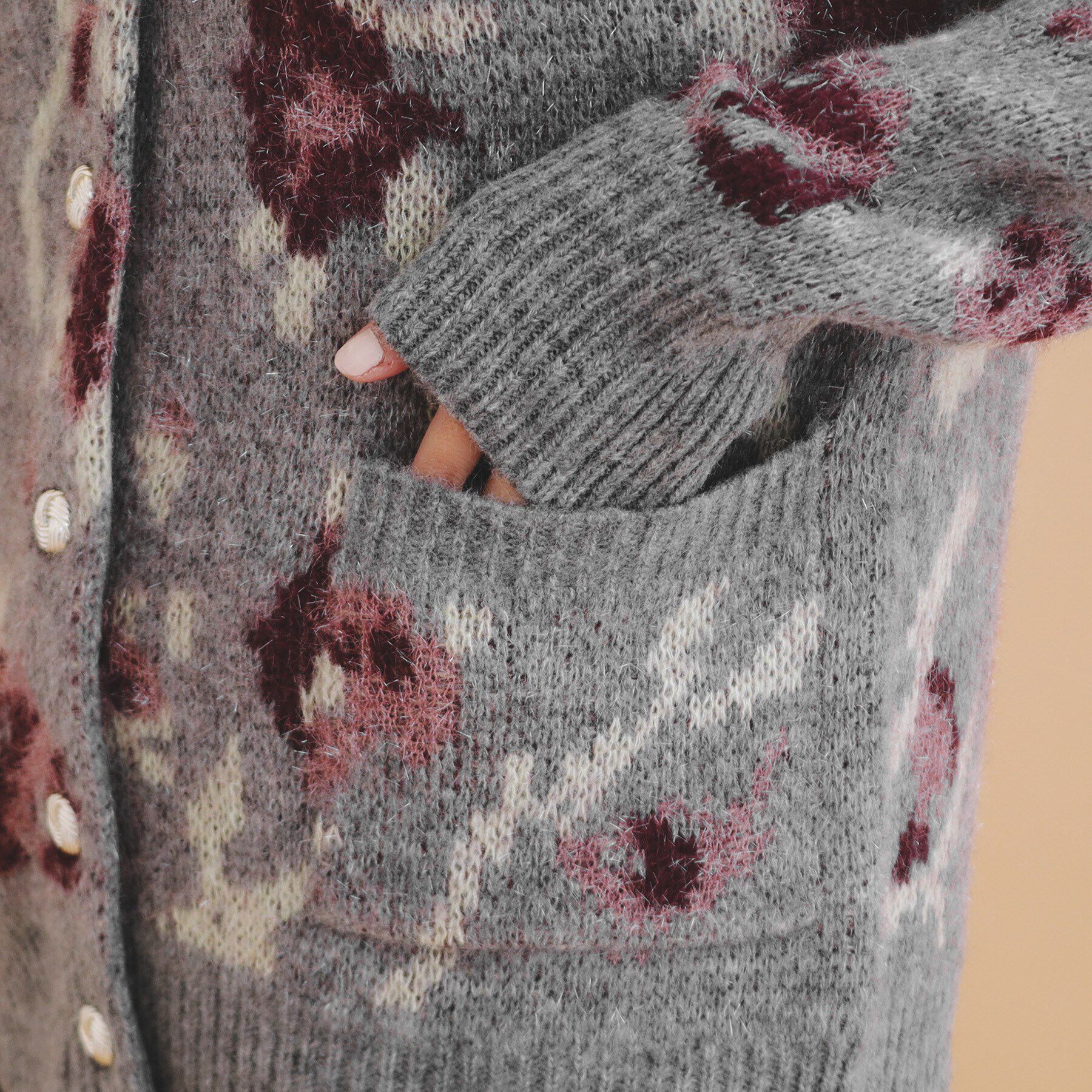 index「フラワージャカード起毛カーディガン【洗濯機洗い可】」|カーディガン|