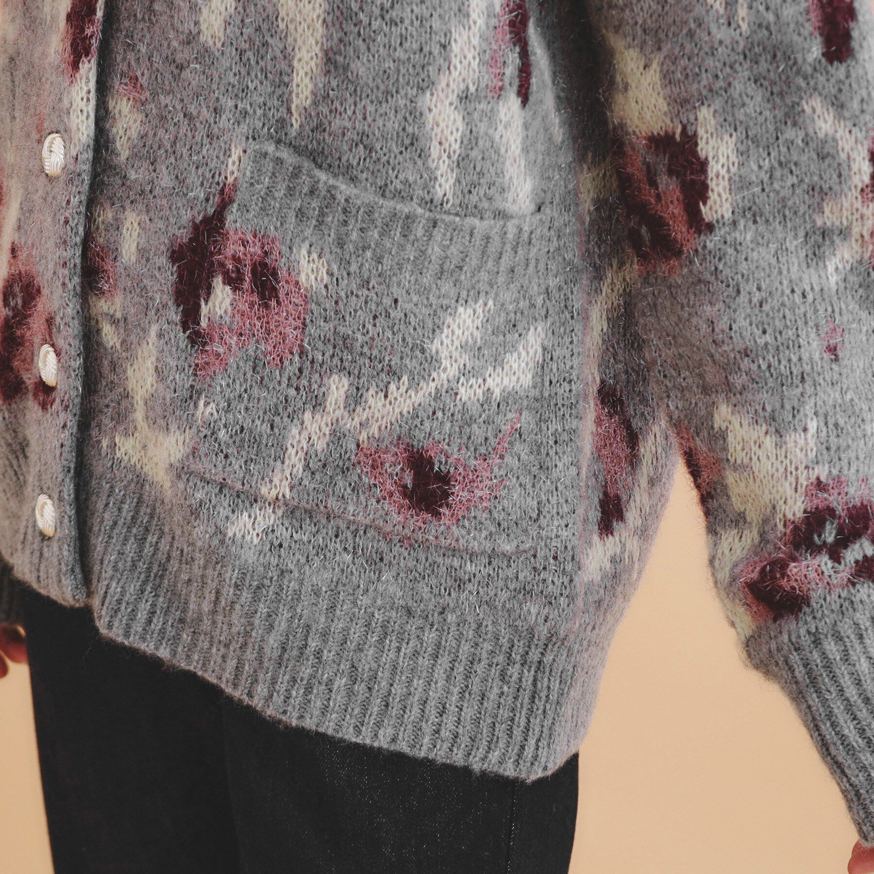 index「フラワージャカード起毛カーディガン【洗濯機洗い可】」|カーディガン|