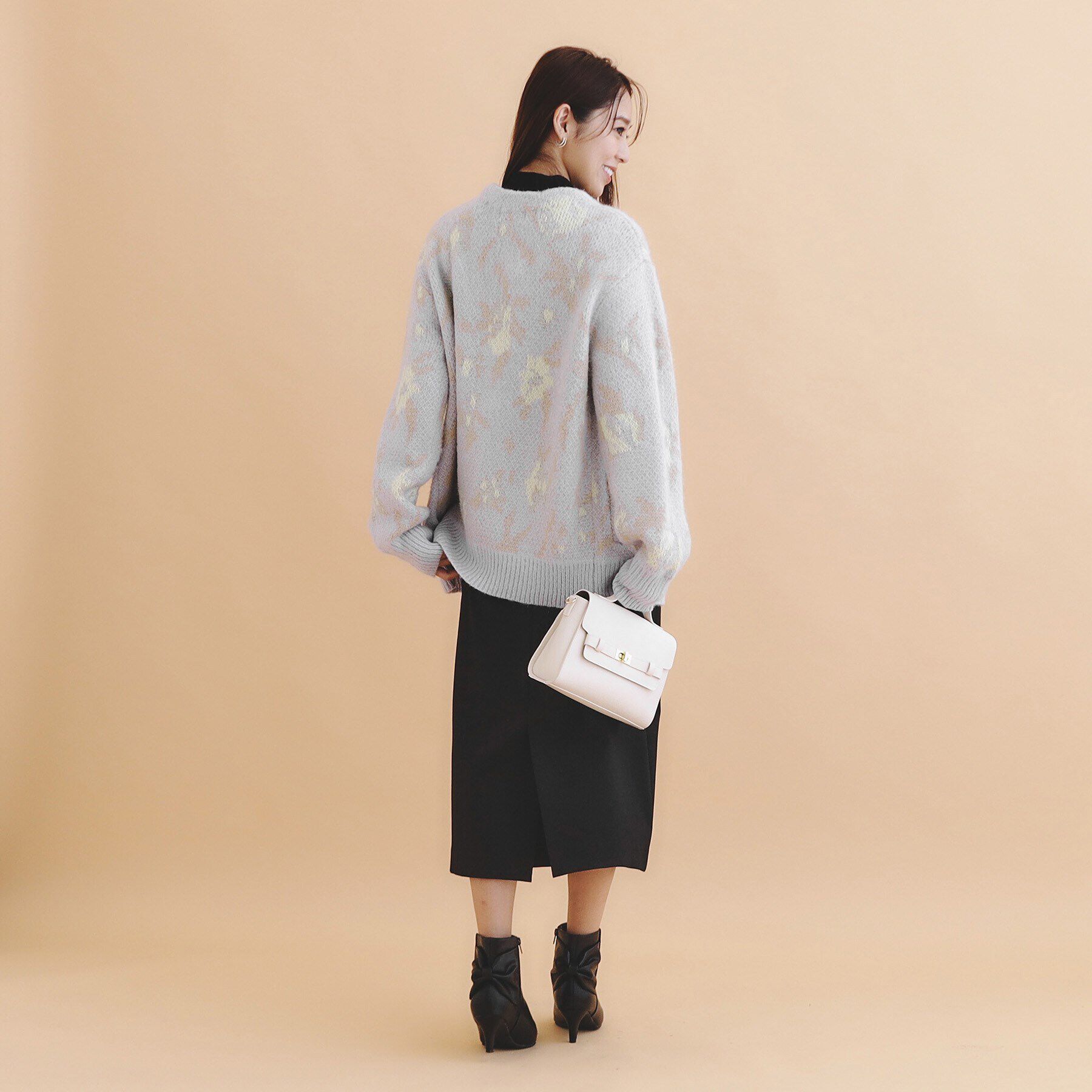 index「フラワージャカード起毛カーディガン【洗濯機洗い可】」|カーディガン|