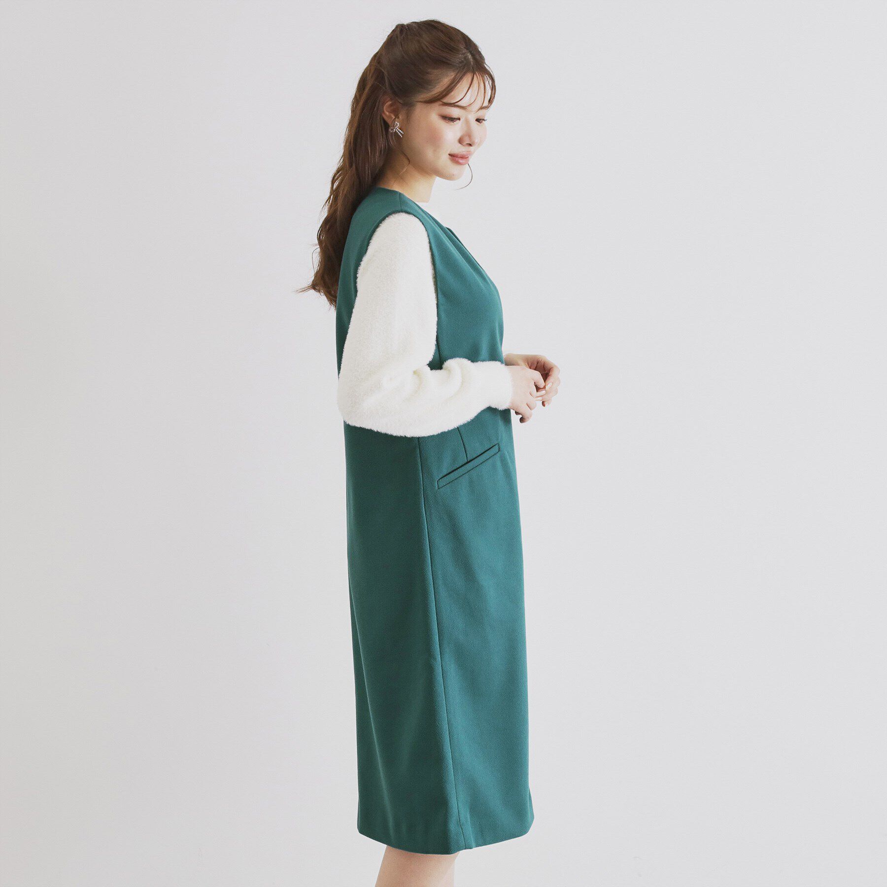 index「スリットネックジャンパースカート【洗濯機洗い可/イージーアイロン】」|ワンピース|