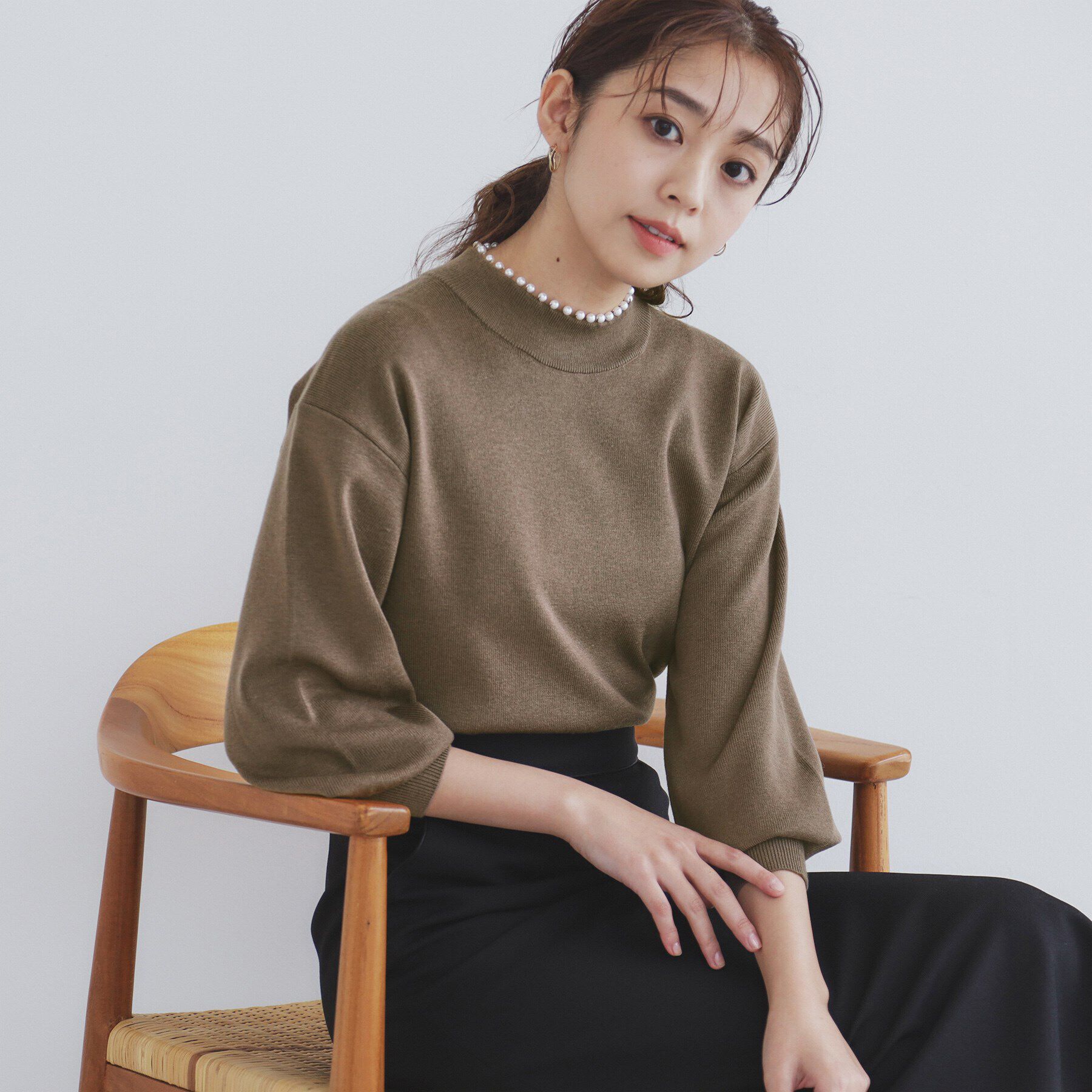 index「《美人百花掲載》パール調ハイネックニット/セットアップ対応【洗濯機可】」|ニット・セーター|トープ(054)