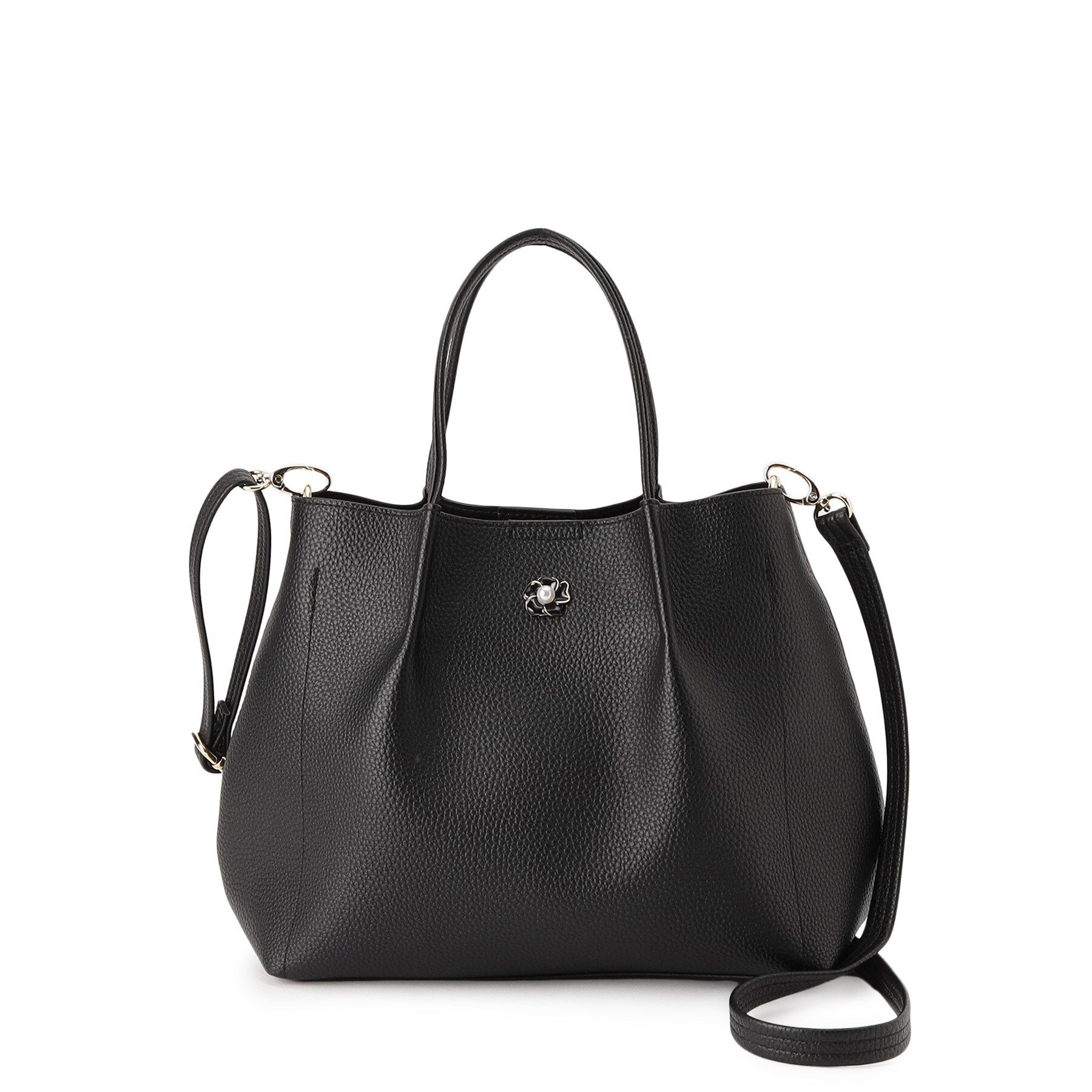 index「【2WAY】フラワーパーツ合皮ミドルトートバッグ」|トートバッグ|