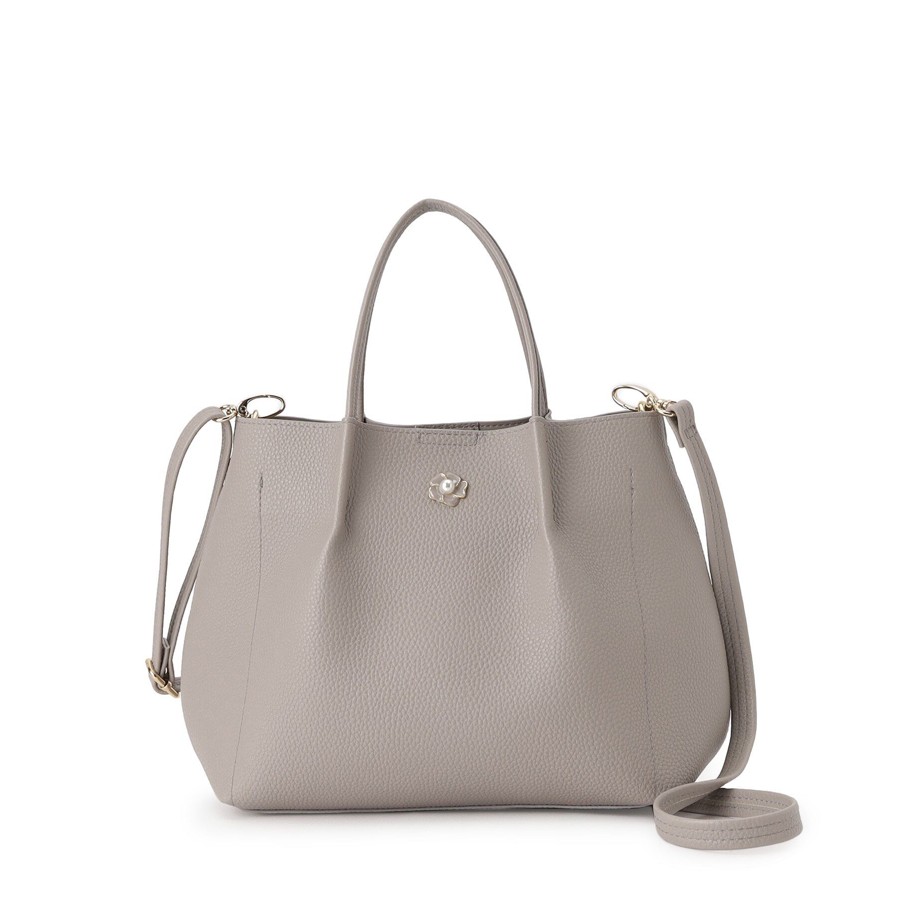 index「【2WAY】フラワーパーツ合皮ミドルトートバッグ」|トートバッグ|