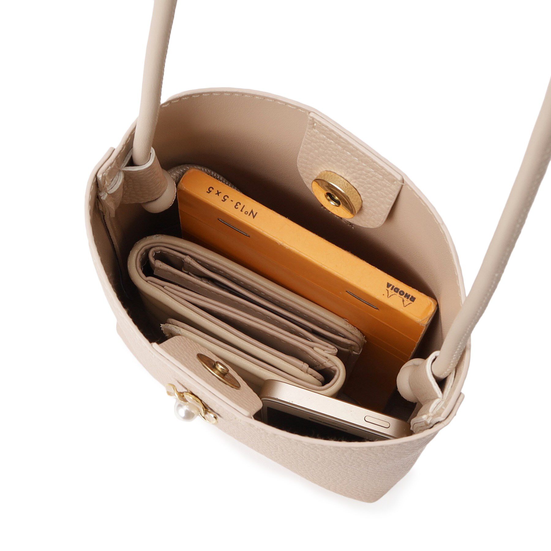 index「【クリアポケット付】フラワーパーツ合皮ミニショルダーバッグ」|ショルダー・メッセンジャー|