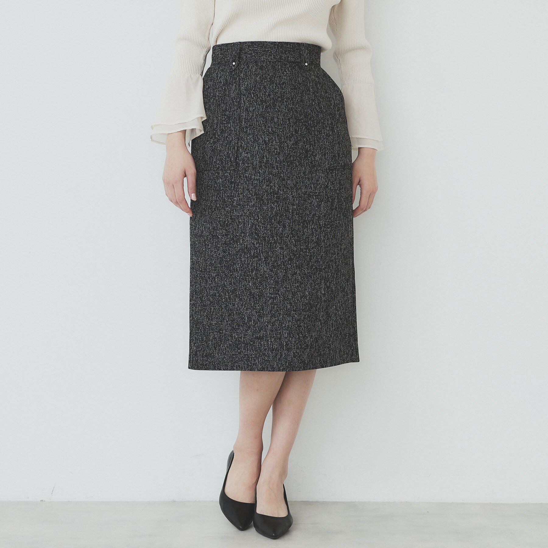 index「サマーツイードタイトスカート【洗濯機洗い可/イージーアイロン】」|スカート|ブラック(419)