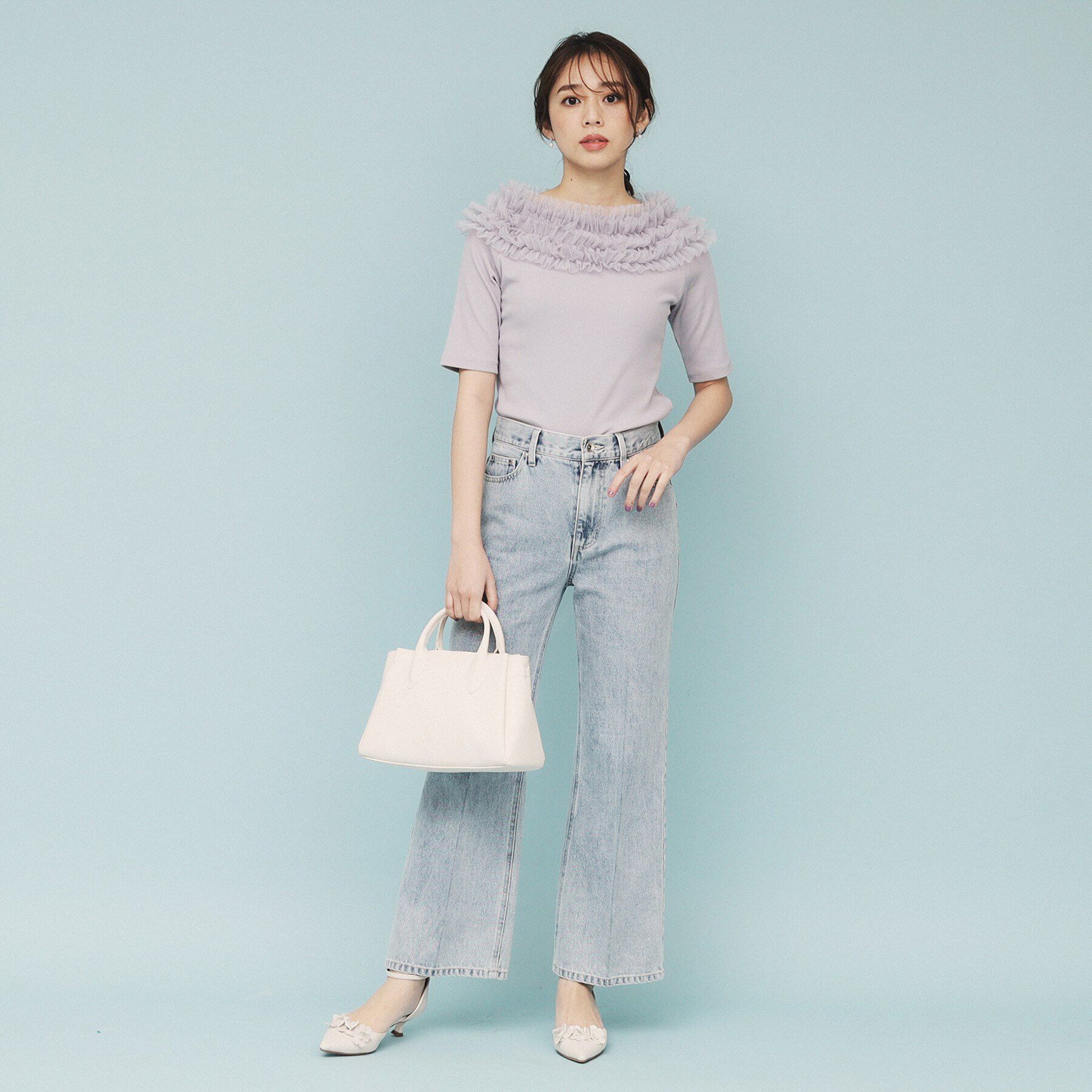 index「《美人百花掲載》チュールフリルリブトップス【洗濯機洗い可】」|Tシャツ・カットソー|