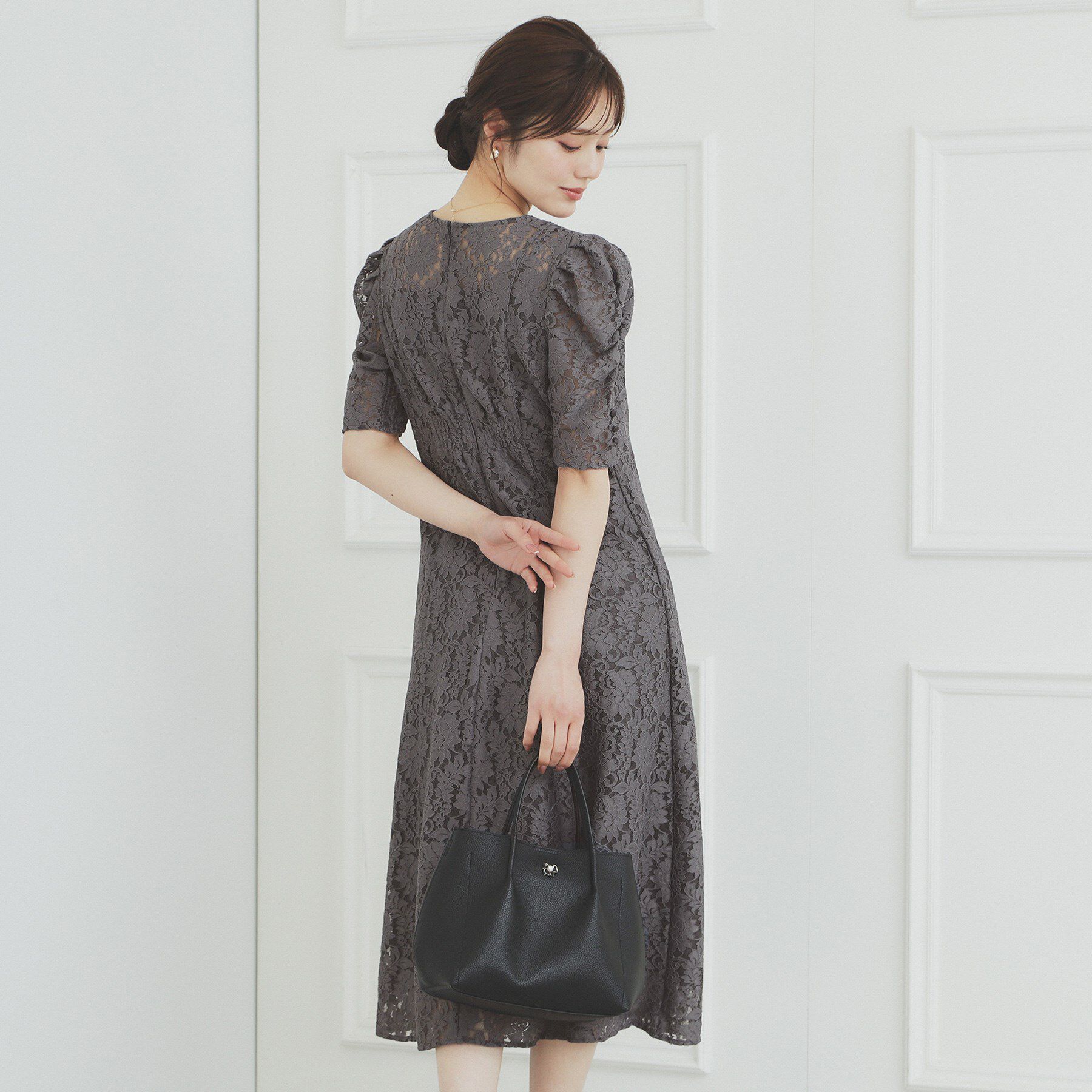 index「総レースギャザースリーブワンピース【洗濯機洗い可】」|ワンピース|