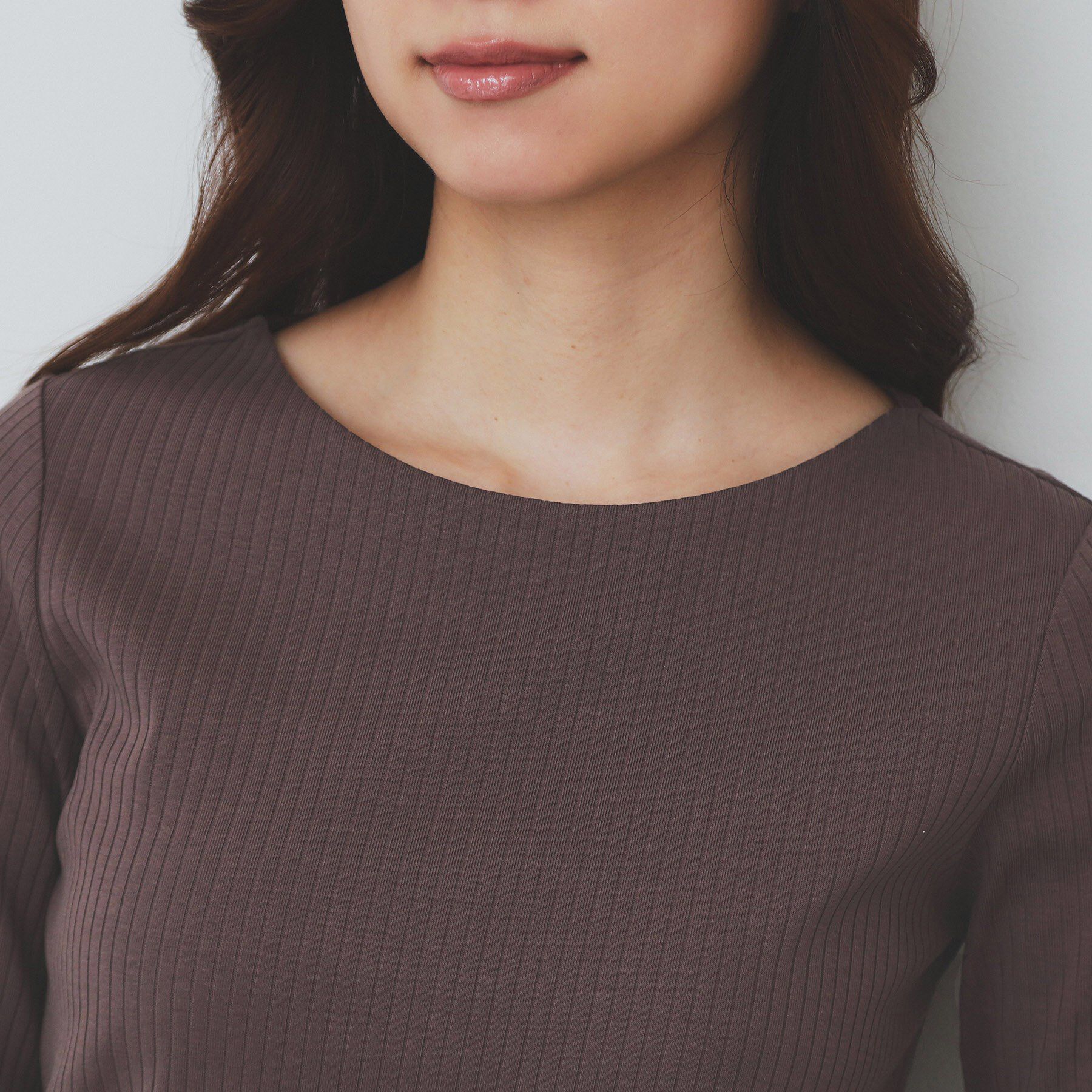 index「《7色展開/XS-LLサイズ》ボートネックリブトップス【UV/洗濯機洗い可】」|Tシャツ・カットソー|