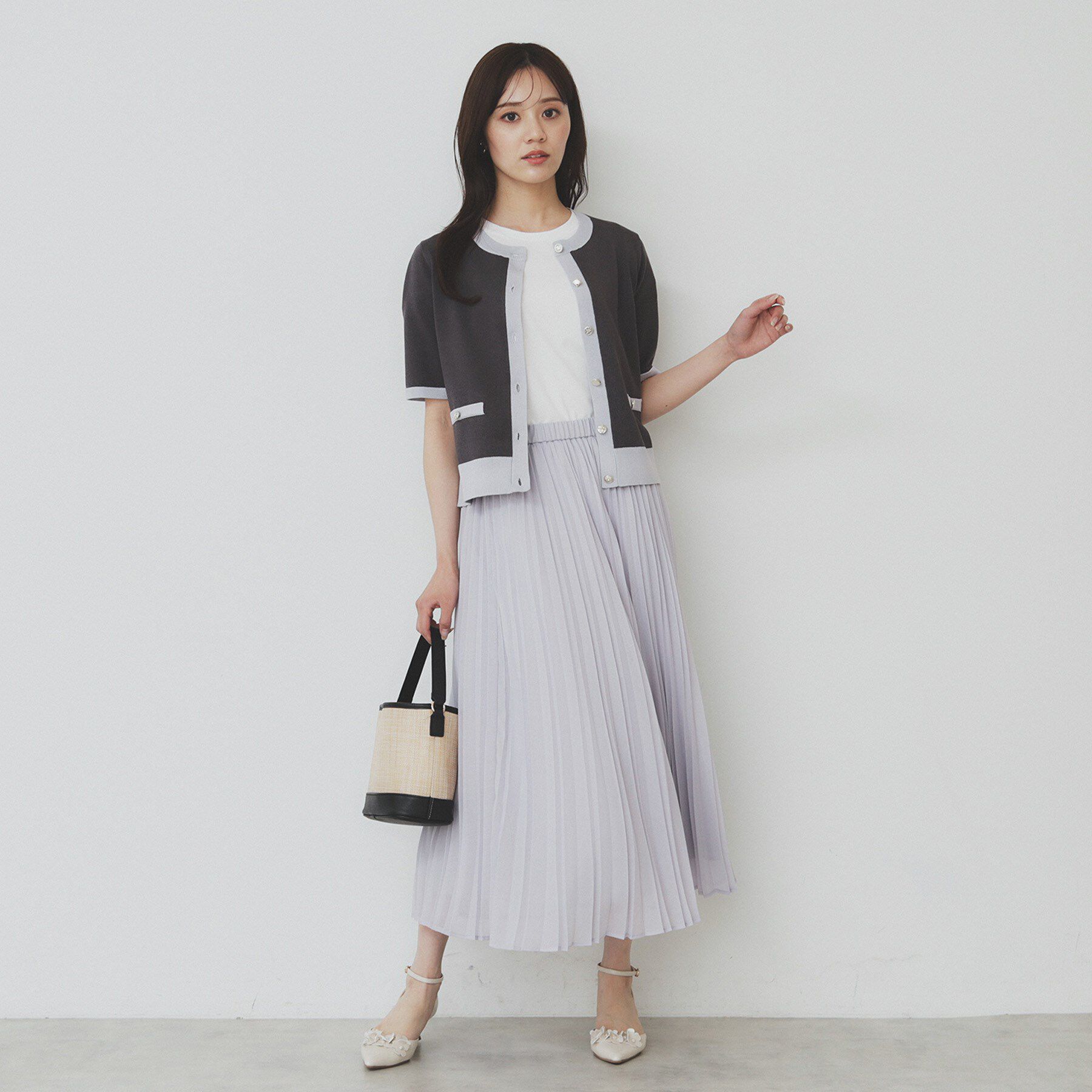 index「ラメバイカラー半袖カーディガン【洗濯機洗い可】」|カーディガン|