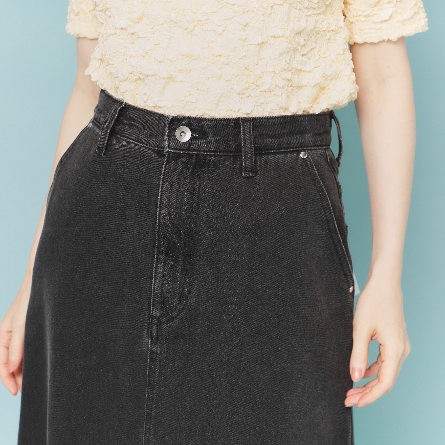 index「《丈が選べる》Aラインデニムロングスカート【洗濯機洗い可】」|スカート|