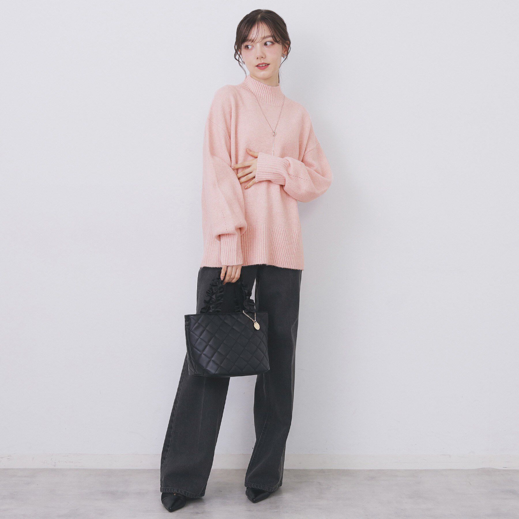 index「選べる2丈 ハイネックカラーミックスラメニット【洗濯機OK】」|ニット・セーター|