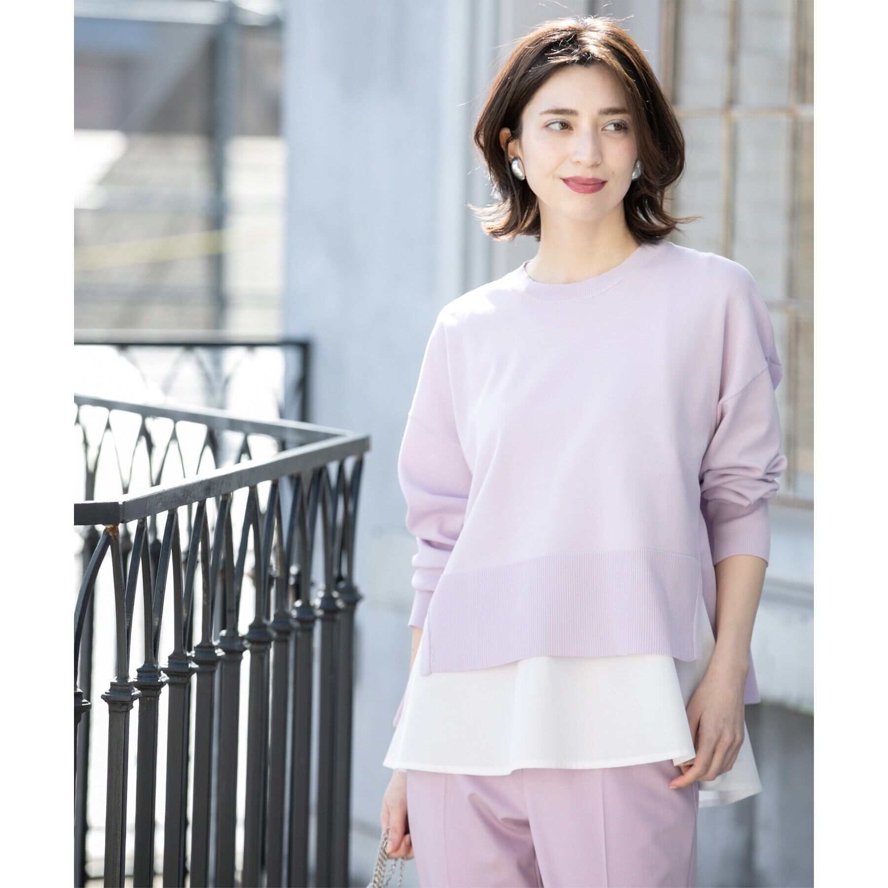 OPAQUE.CLIP「《ツインセット》ワイドニット&times;裾フレアタンクトップ【洗濯機洗い可/抗ピル】」|ニット・セーター|