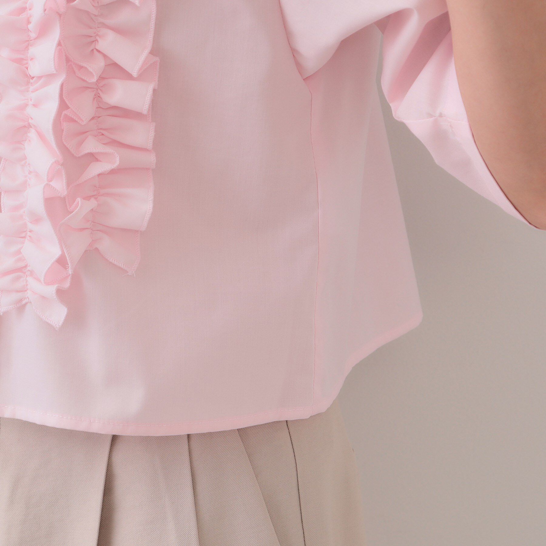 OPAQUE.CLIP「フリルショートシャツ【洗濯機洗い可】」|シャツ・ブラウス|