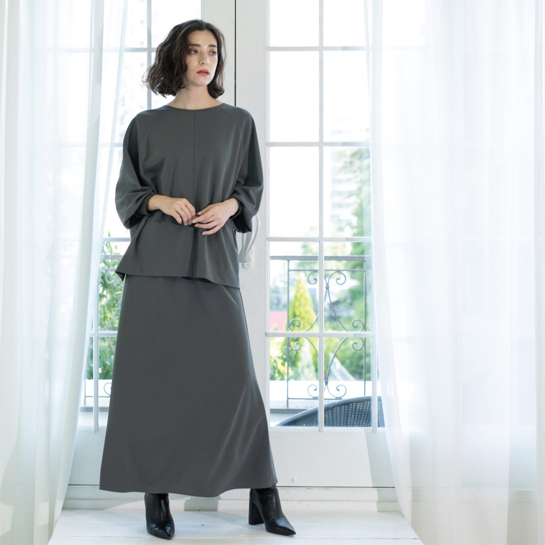 OPAQUE.CLIP「リラクシートップス&times;フレアスカート/セットアップ対応【洗濯機洗い可】」|スーツ|