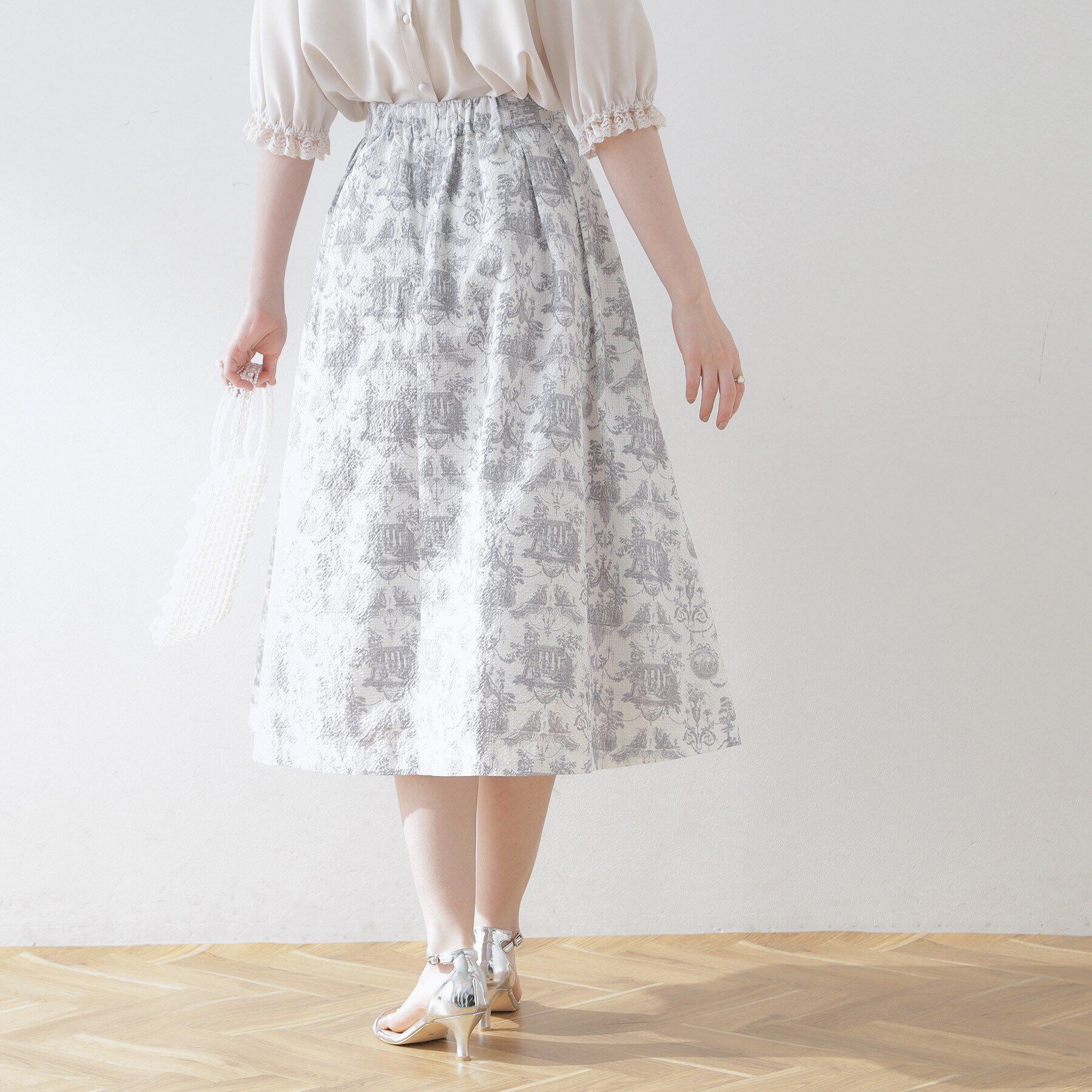 Couture broach「トワル・ド・ジュイ ランダムタックサッカースカート」|スカート|