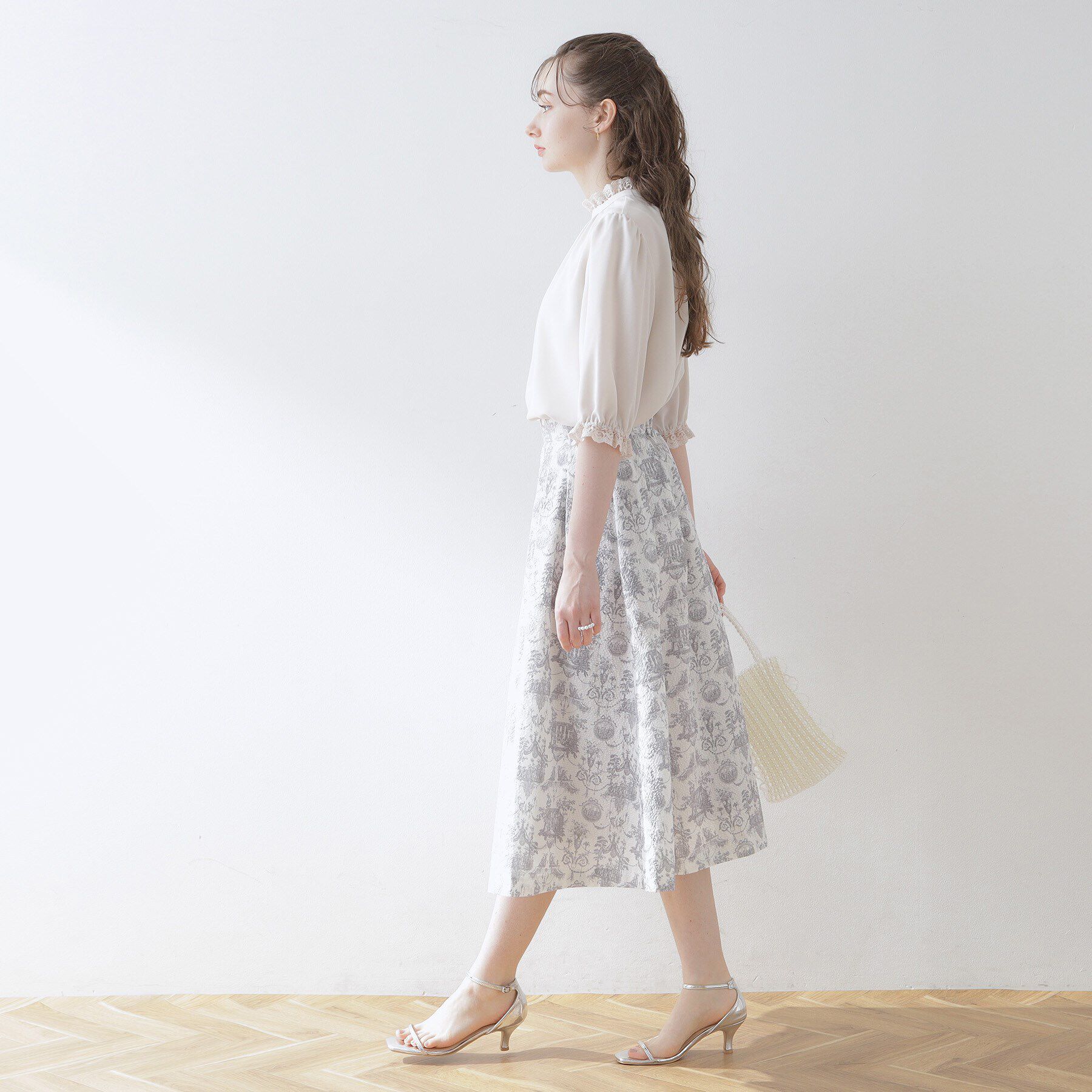 Couture broach「トワル・ド・ジュイ ランダムタックサッカースカート」|スカート|