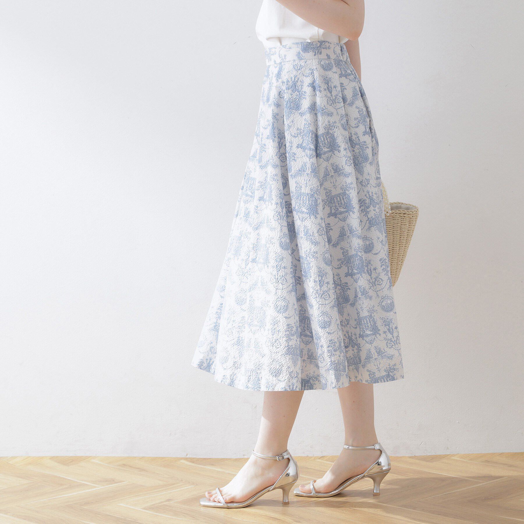 Couture broach「トワル・ド・ジュイ ランダムタックサッカースカート」|スカート|