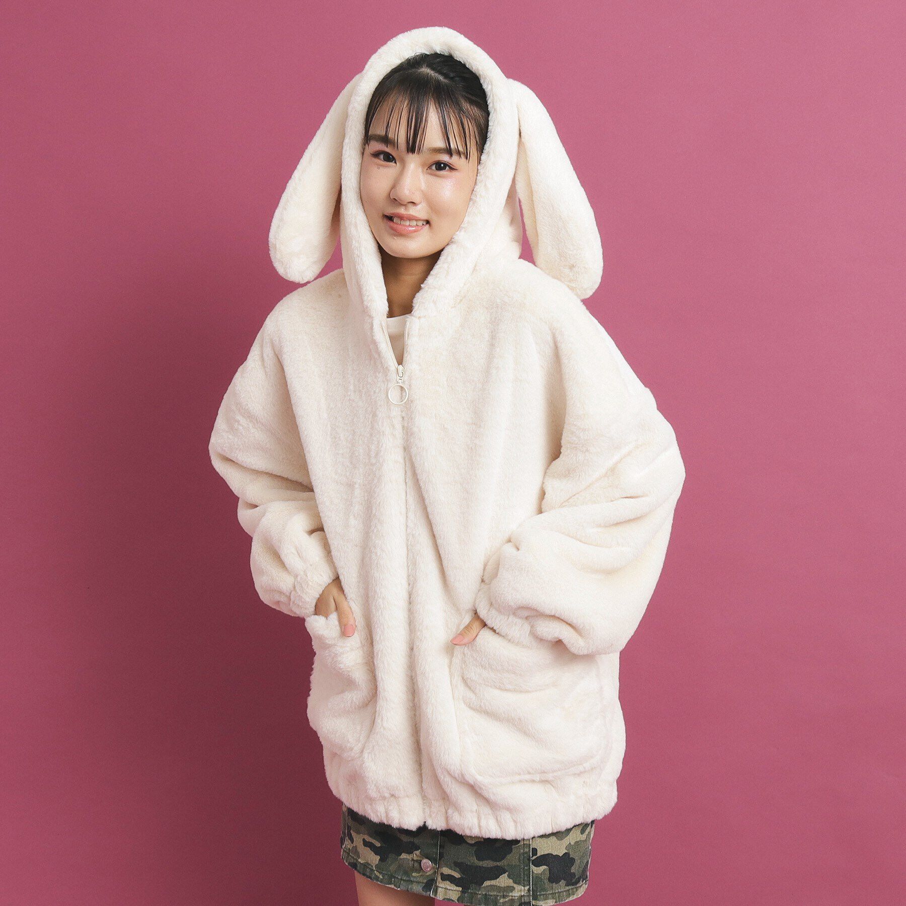 PINK-latte「【大人気/カラー追加あり】もふもふ エコファーブルゾン」|ブルゾン・スタジャン|ｱｲﾎﾞﾘｰ(004)