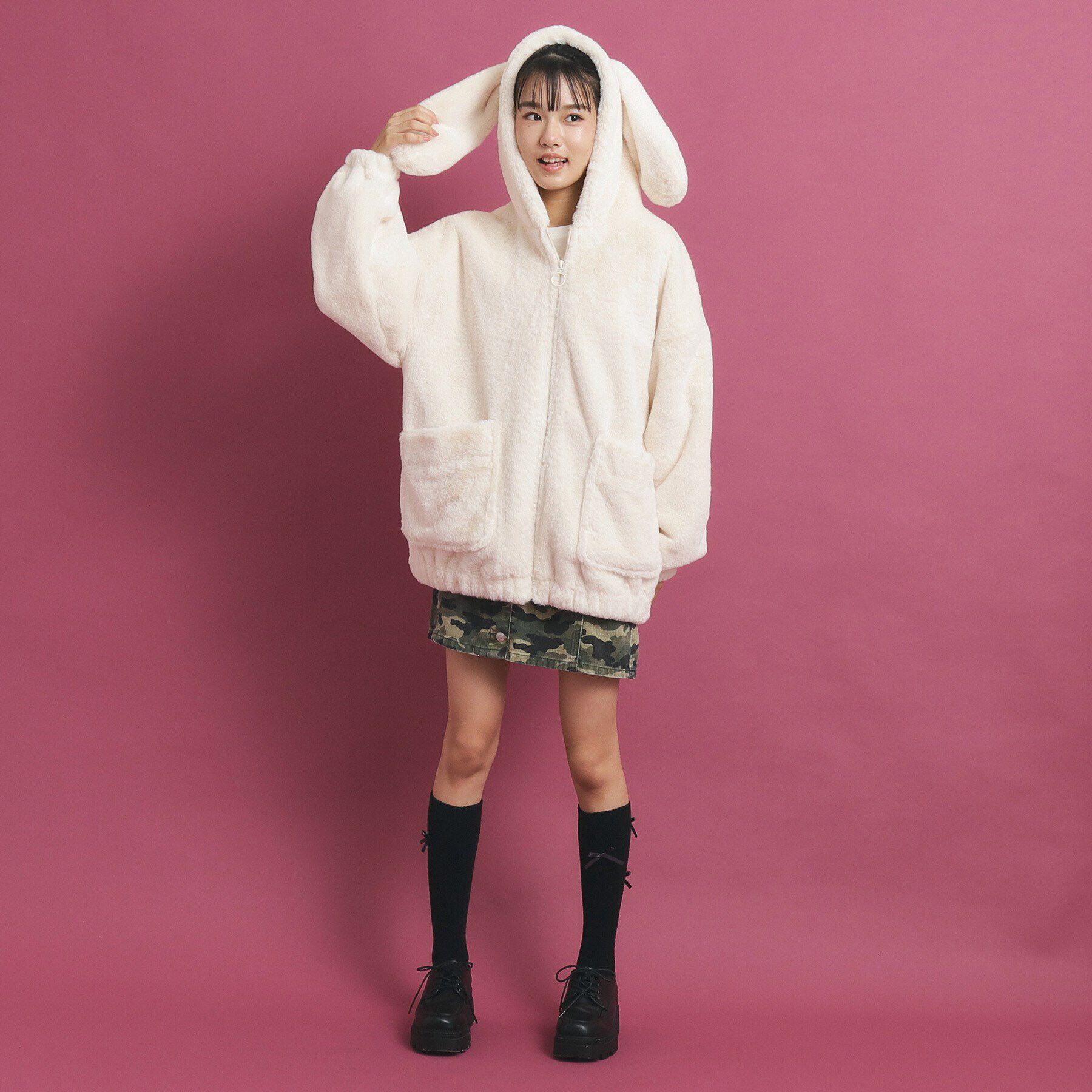 PINK-latte「【大人気/カラー追加あり】もふもふ エコファーブルゾン」|ブルゾン・スタジャン|