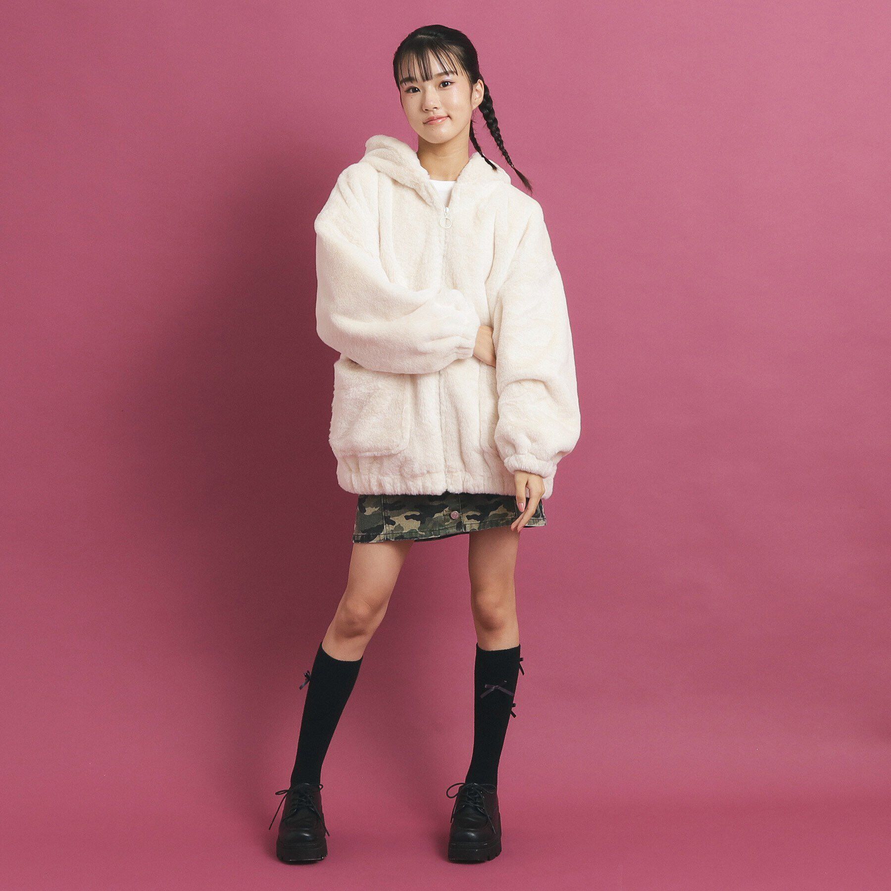 PINK-latte「【大人気/カラー追加あり】もふもふ エコファーブルゾン」|ブルゾン・スタジャン|