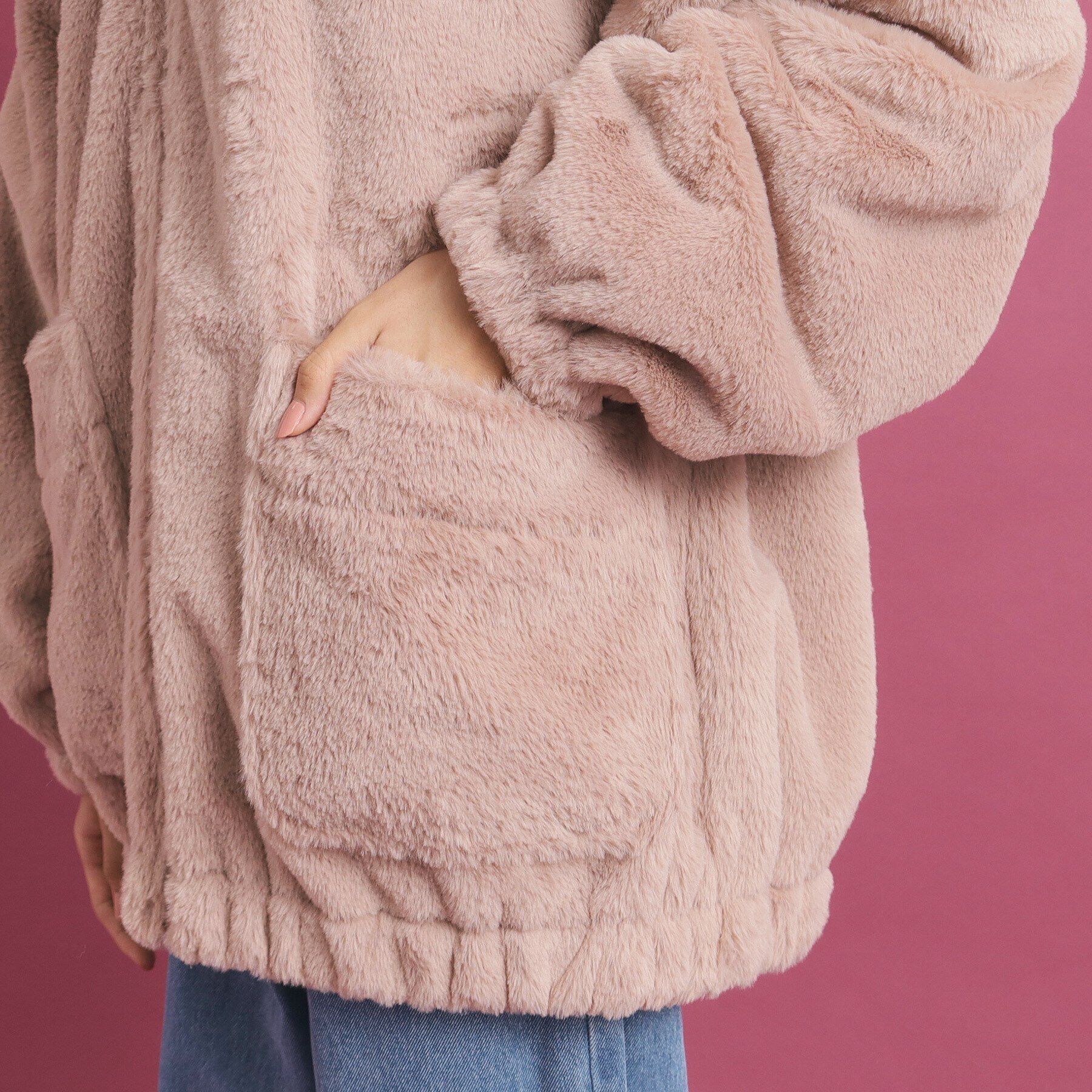 PINK-latte「【大人気/カラー追加あり】もふもふ エコファーブルゾン」|ブルゾン・スタジャン|