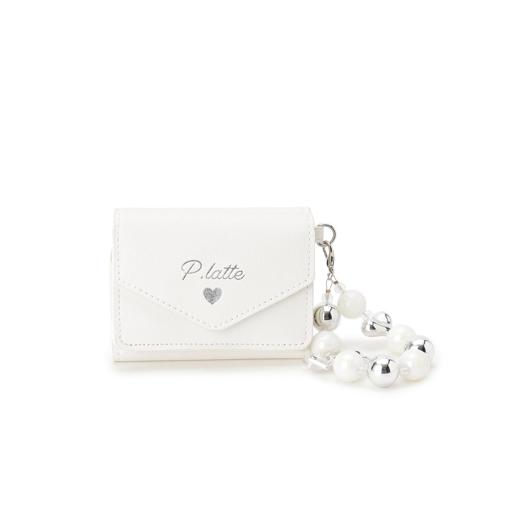 PINK-latte「チャーム付き三つ折りミニ財布」|財布|ホワイト(001)
