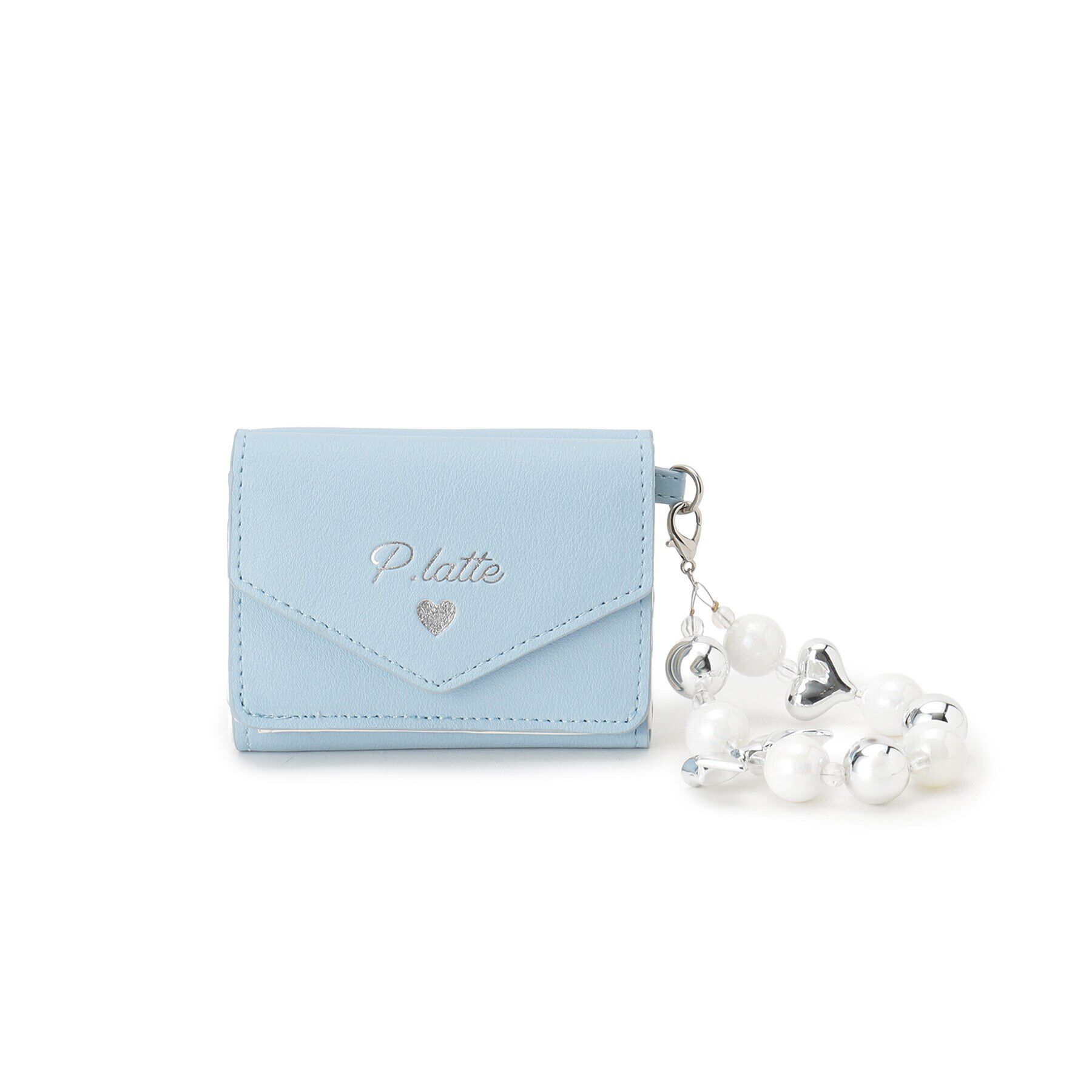 PINK-latte「チャーム付き三つ折りミニ財布」|財布|ブルー(091)