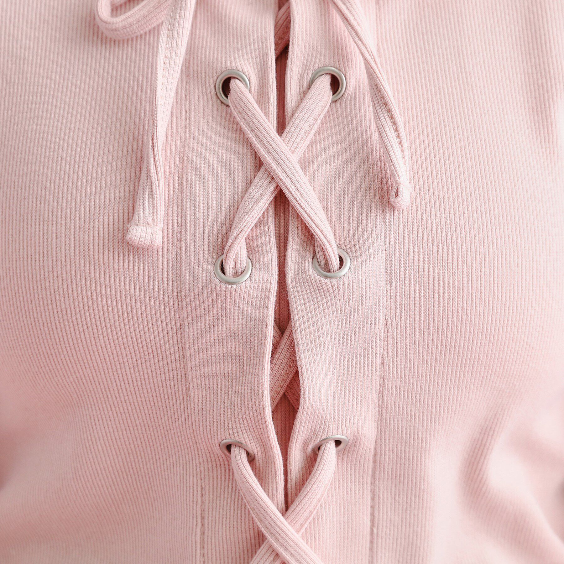 PINK-latte「レースアップテレコプルオーバー」|Tシャツ・カットソー|