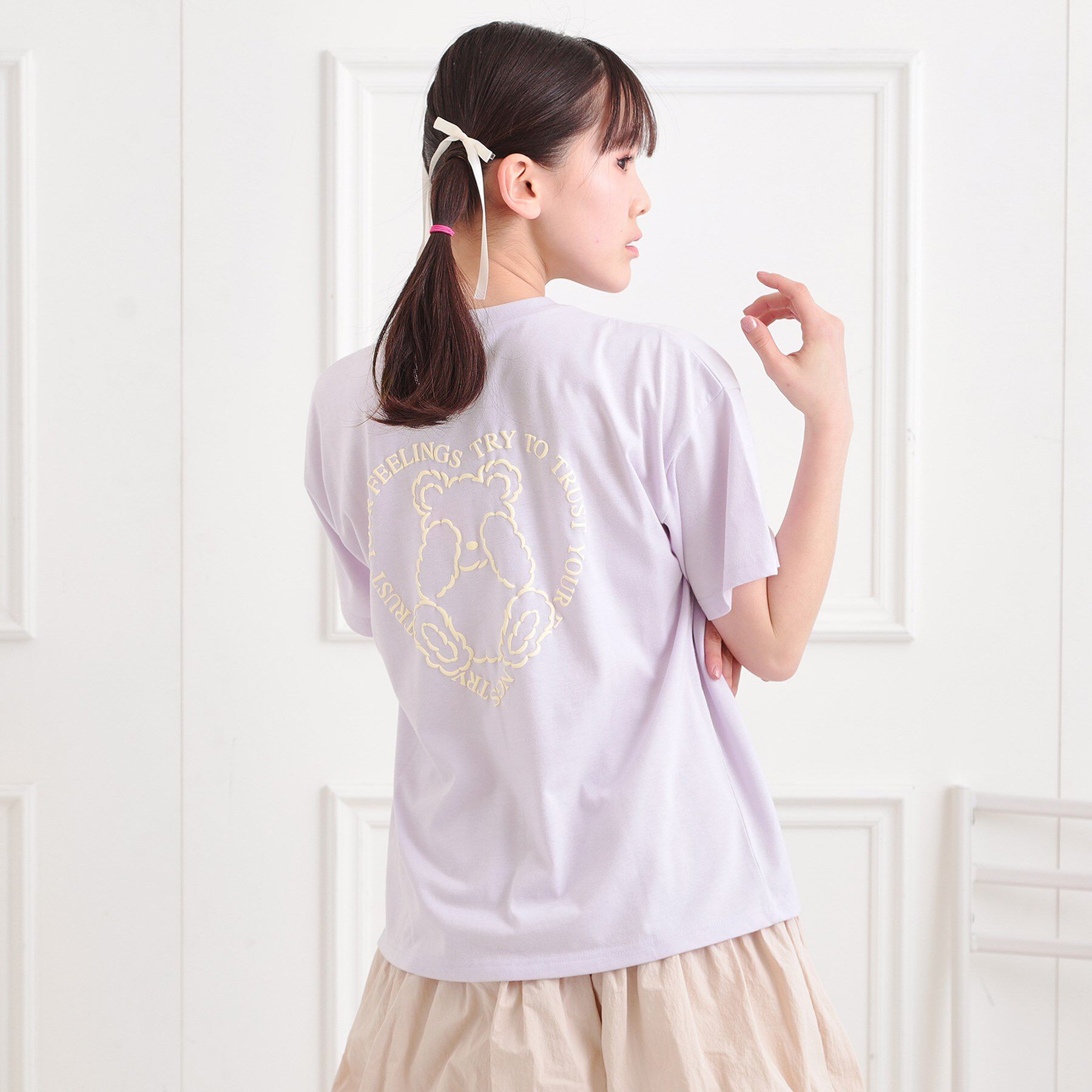 PINK-latte「クマちゃん半袖Tシャツ」|Tシャツ・カットソー|