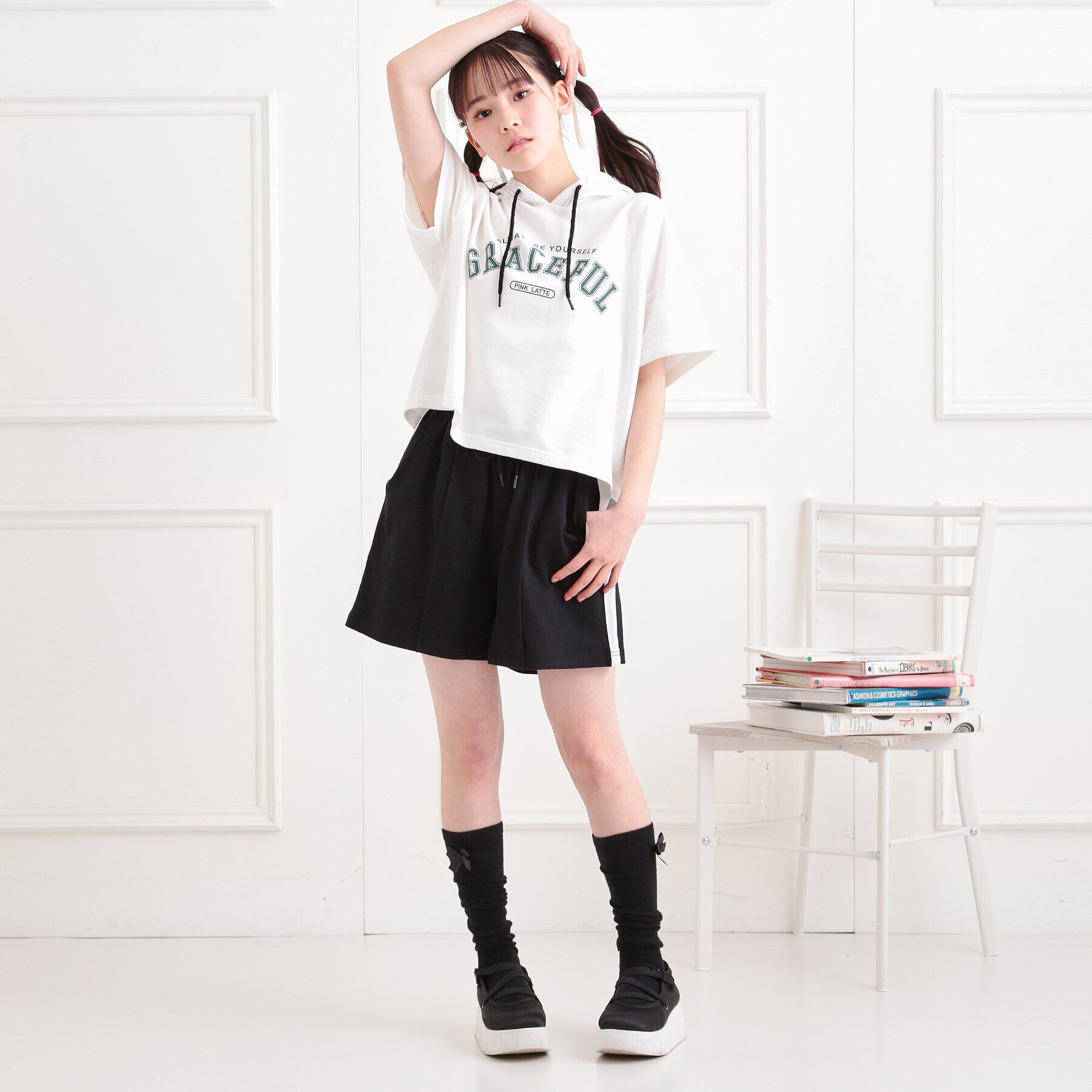 PINK-latte「【セットアイテム】半袖パーカー＋ハーフパンツ」|その他|