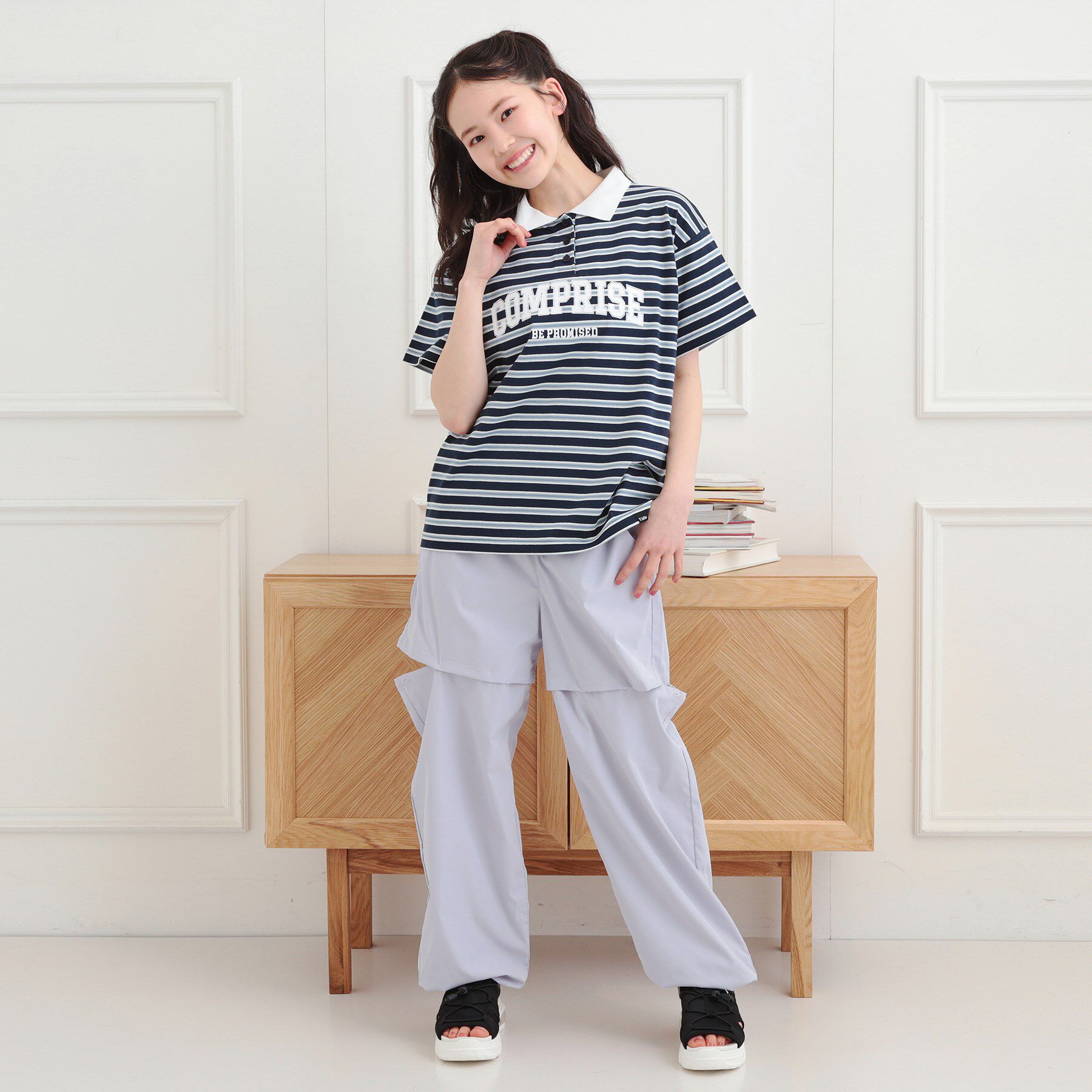 PINK-latte「ラガーシャツTシャツ」|Tシャツ・カットソー|