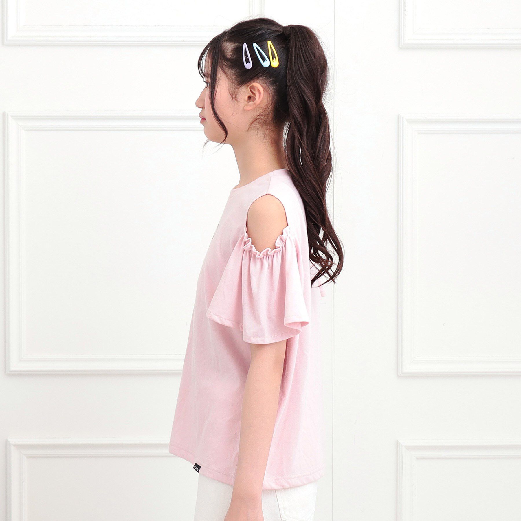 PINK-latte「肩あきフレアスリーブトップス」|Tシャツ・カットソー|