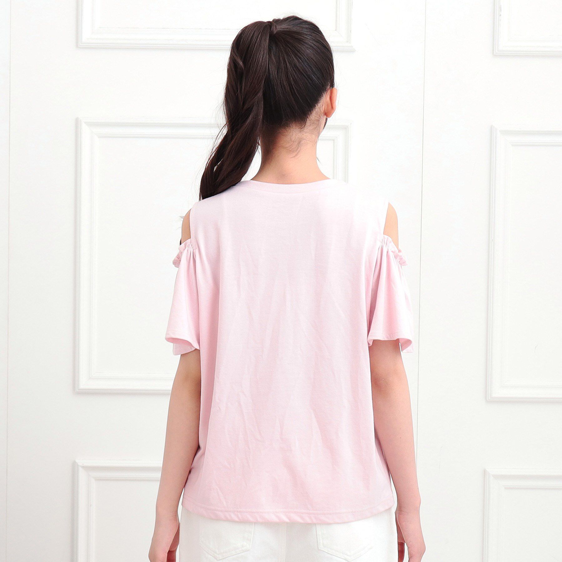 PINK-latte「肩あきフレアスリーブトップス」|Tシャツ・カットソー|
