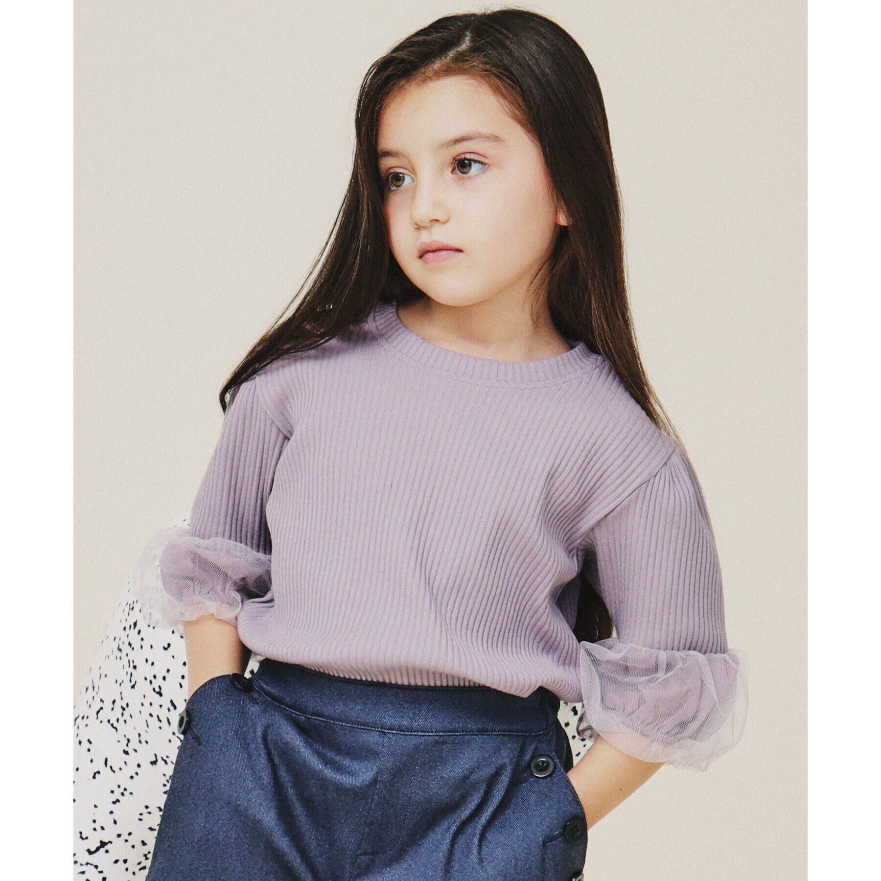 THE SHOP TK「【110-160】チュール袖プルオーバー」|Tシャツ・カットソー|