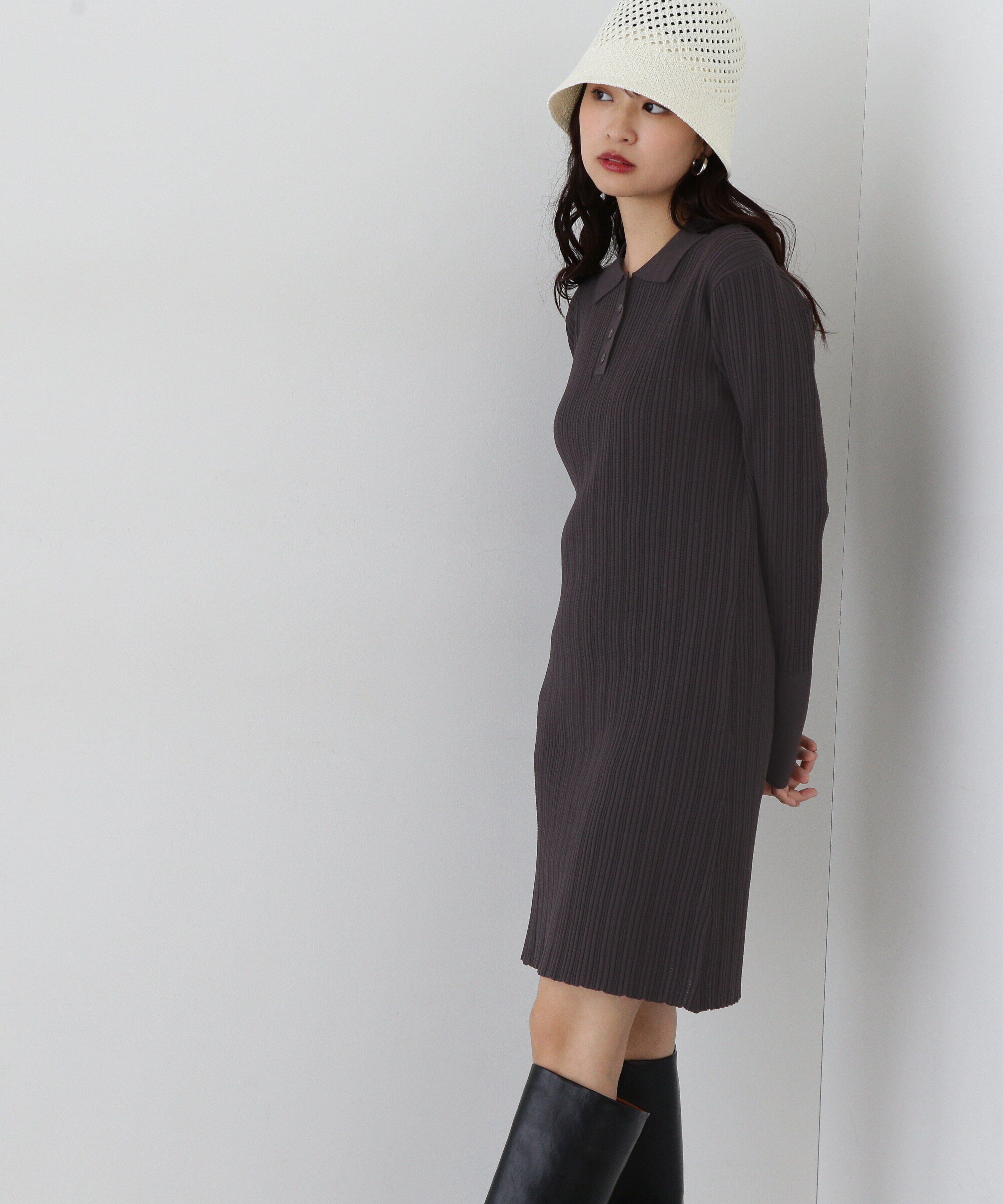  「フレアカフスポロミニワンピース」|ワンピース|