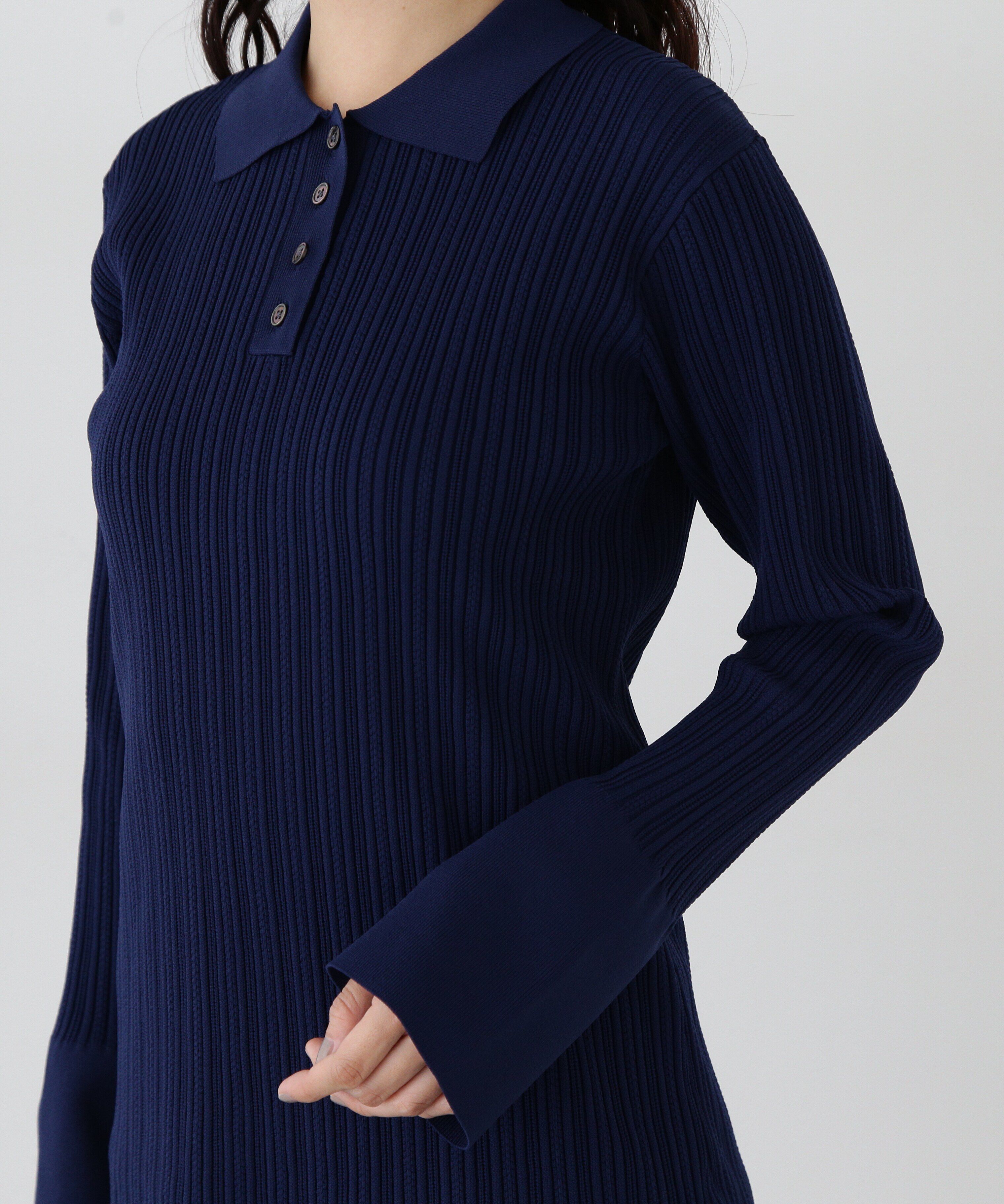  「フレアカフスポロミニワンピース」|ワンピース|