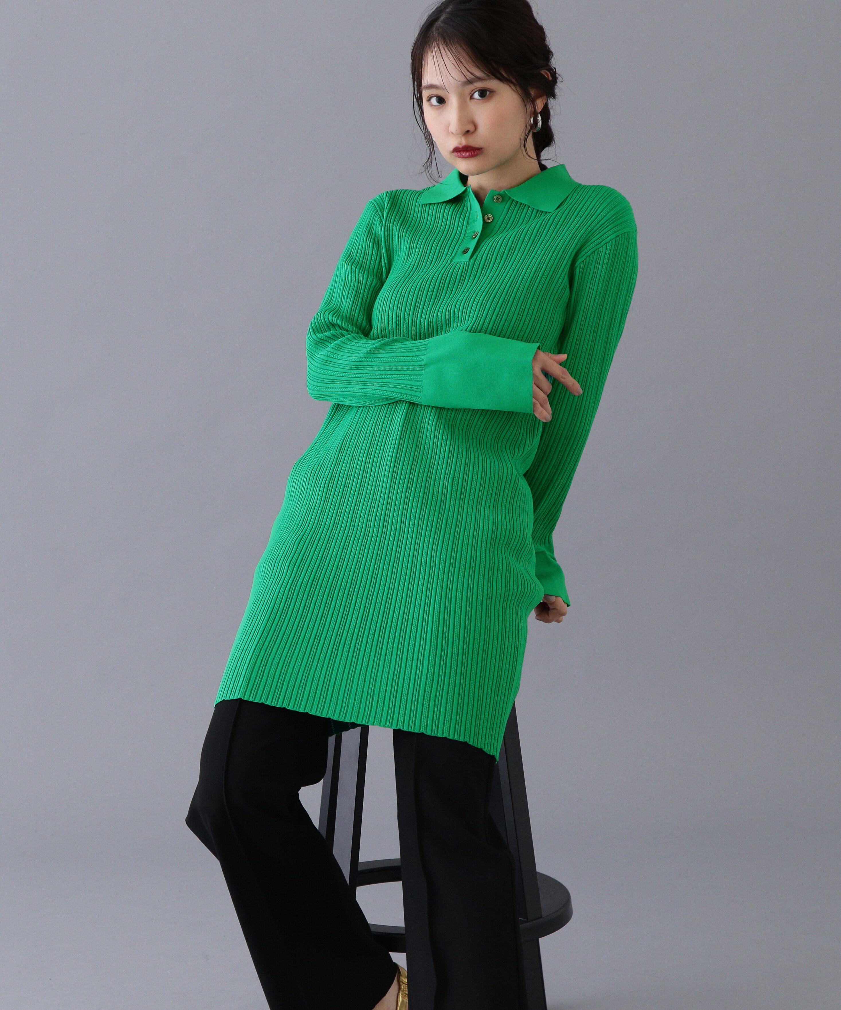  「フレアカフスポロミニワンピース」|ワンピース|