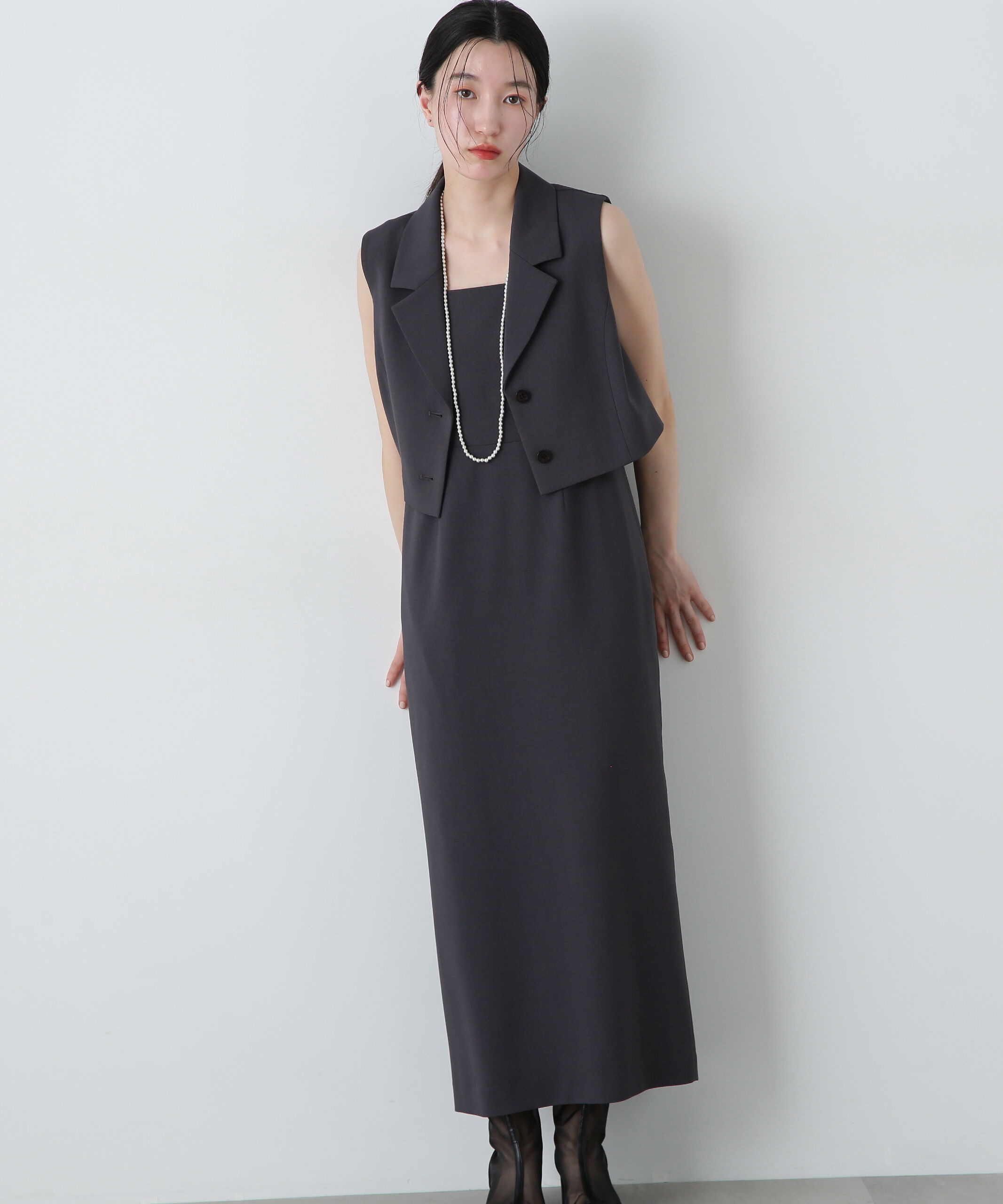  「テーラードジレ＆キャミワンピースセット」|ワンピース|